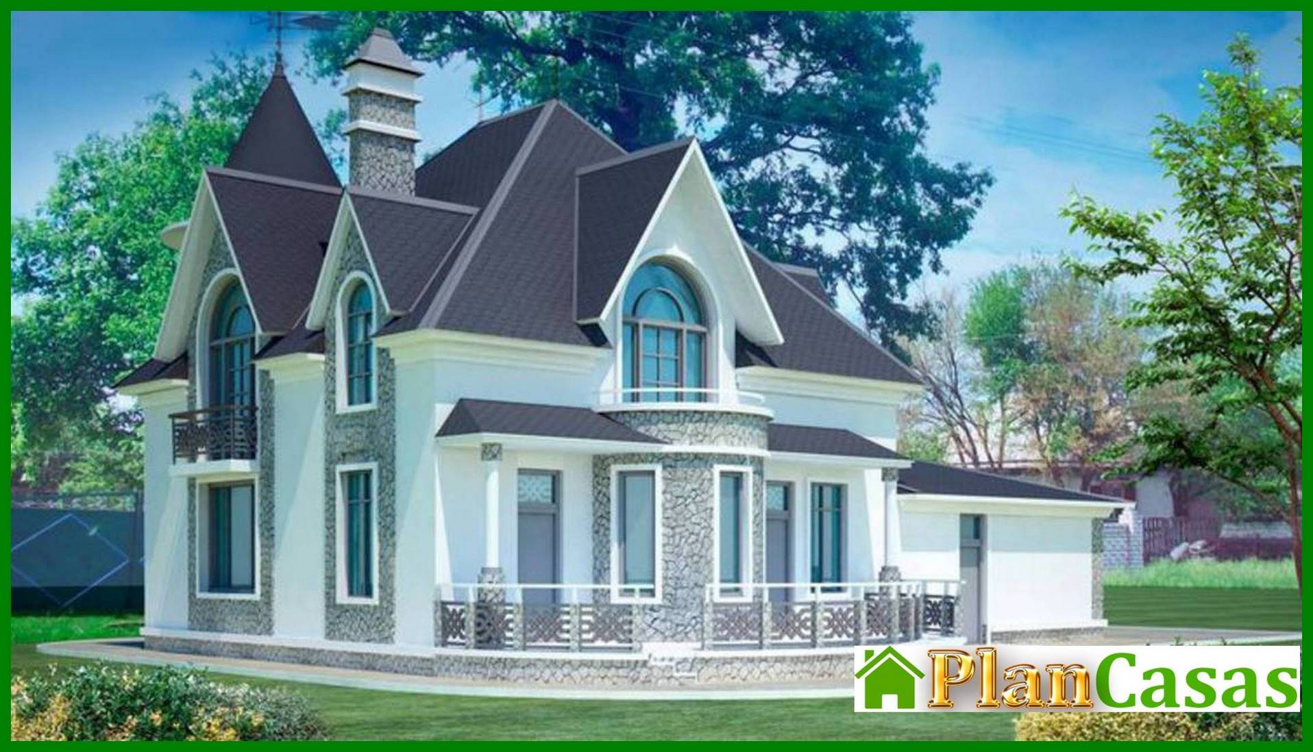 Visualization gallery - Project of a small castle with a garage for 2 cars