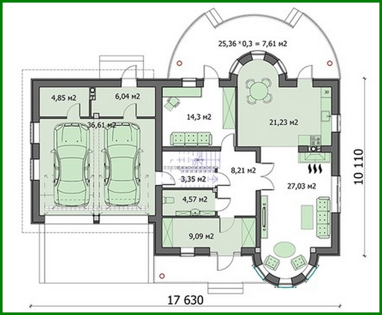 Visualization gallery - Project of a small castle with a garage for 2 cars