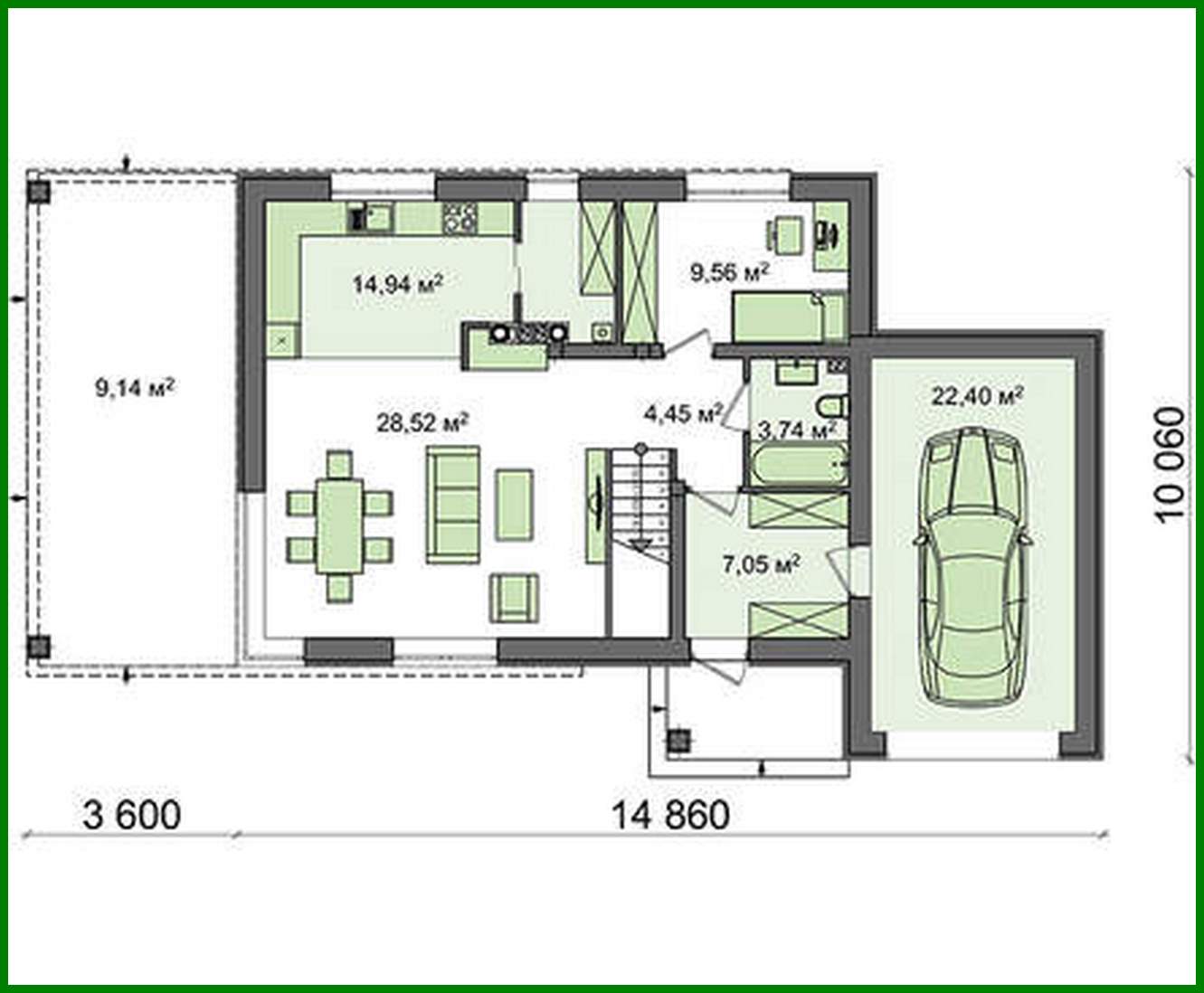 Visualization gallery - The project of a two-storey modern cottage with a garage