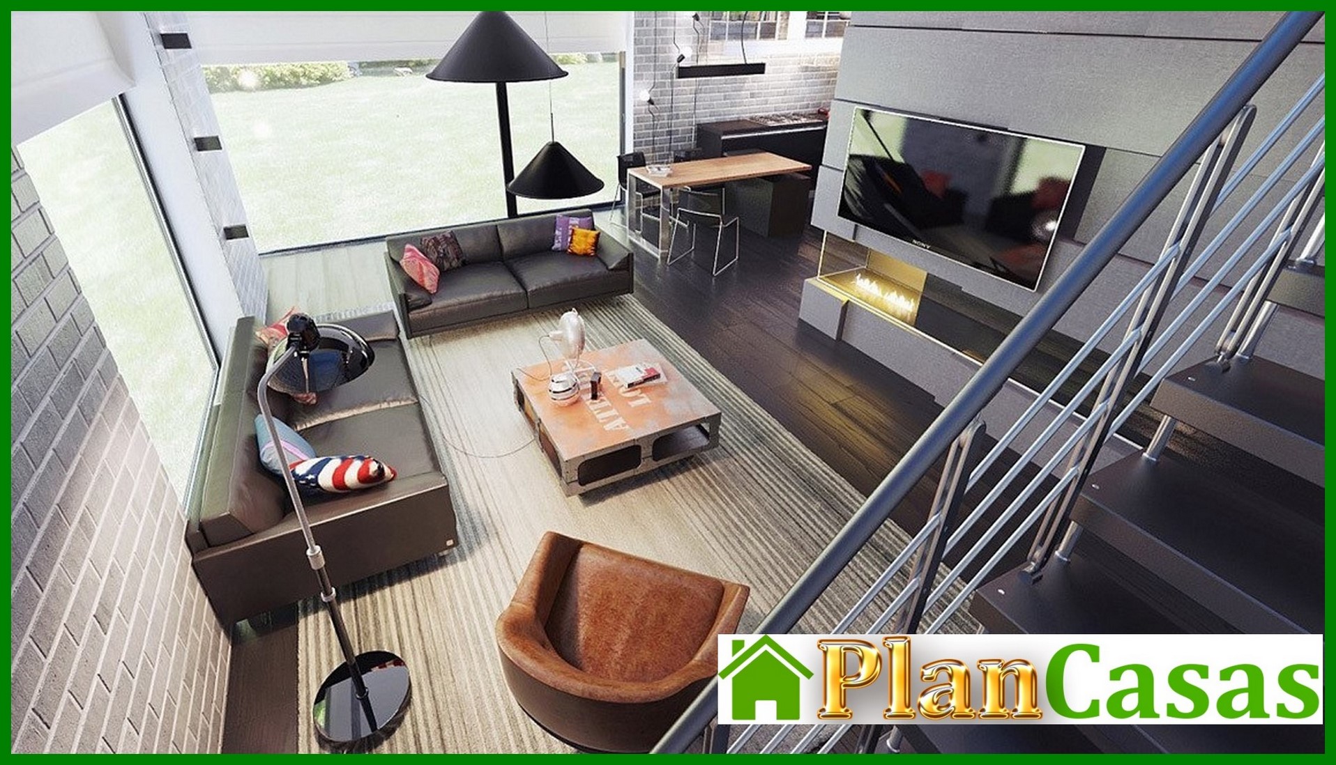 Visualization gallery - Project of a modern house with a frontal living room