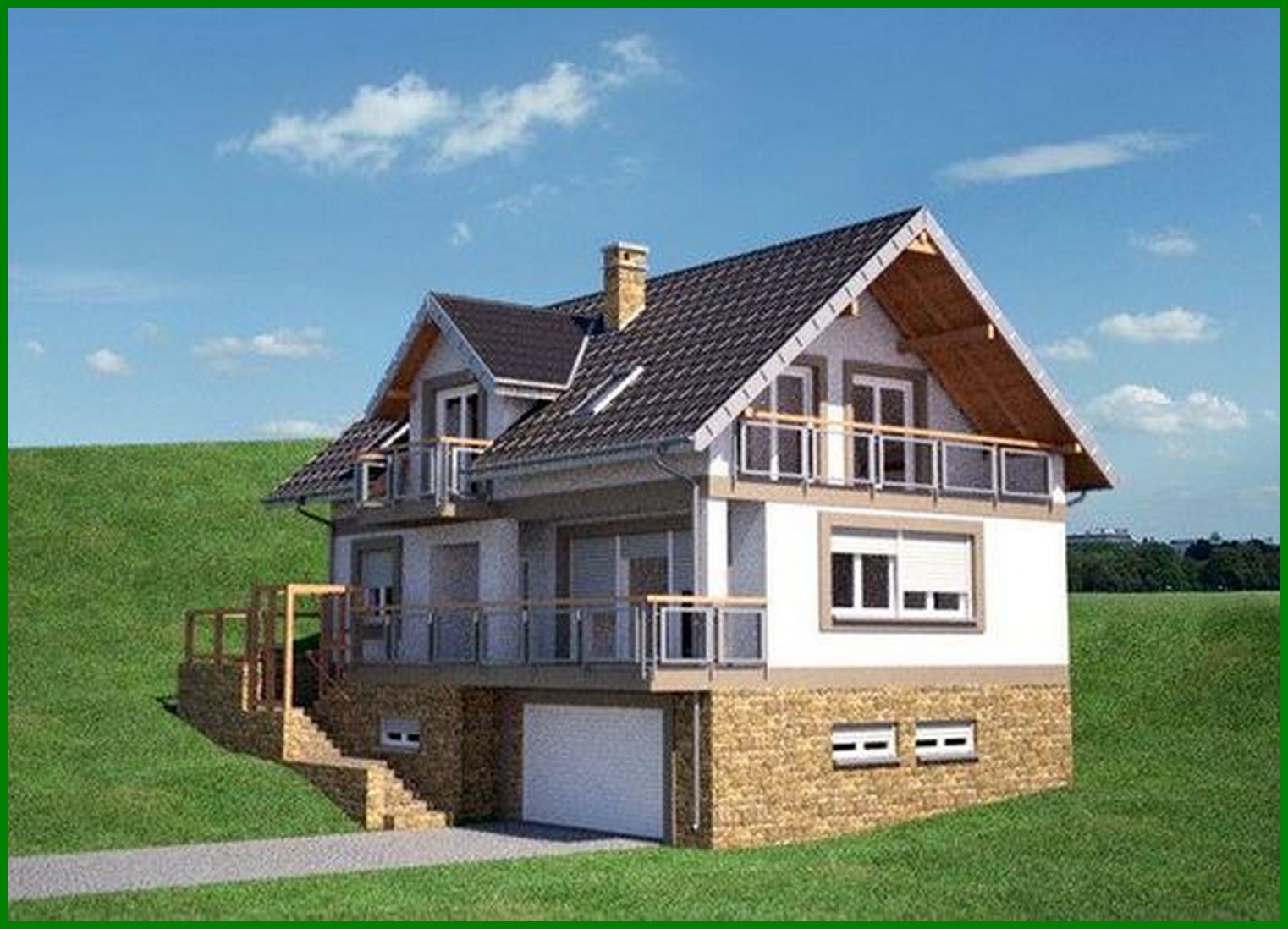 Visualization gallery - House project with a garage for two cars in the basement