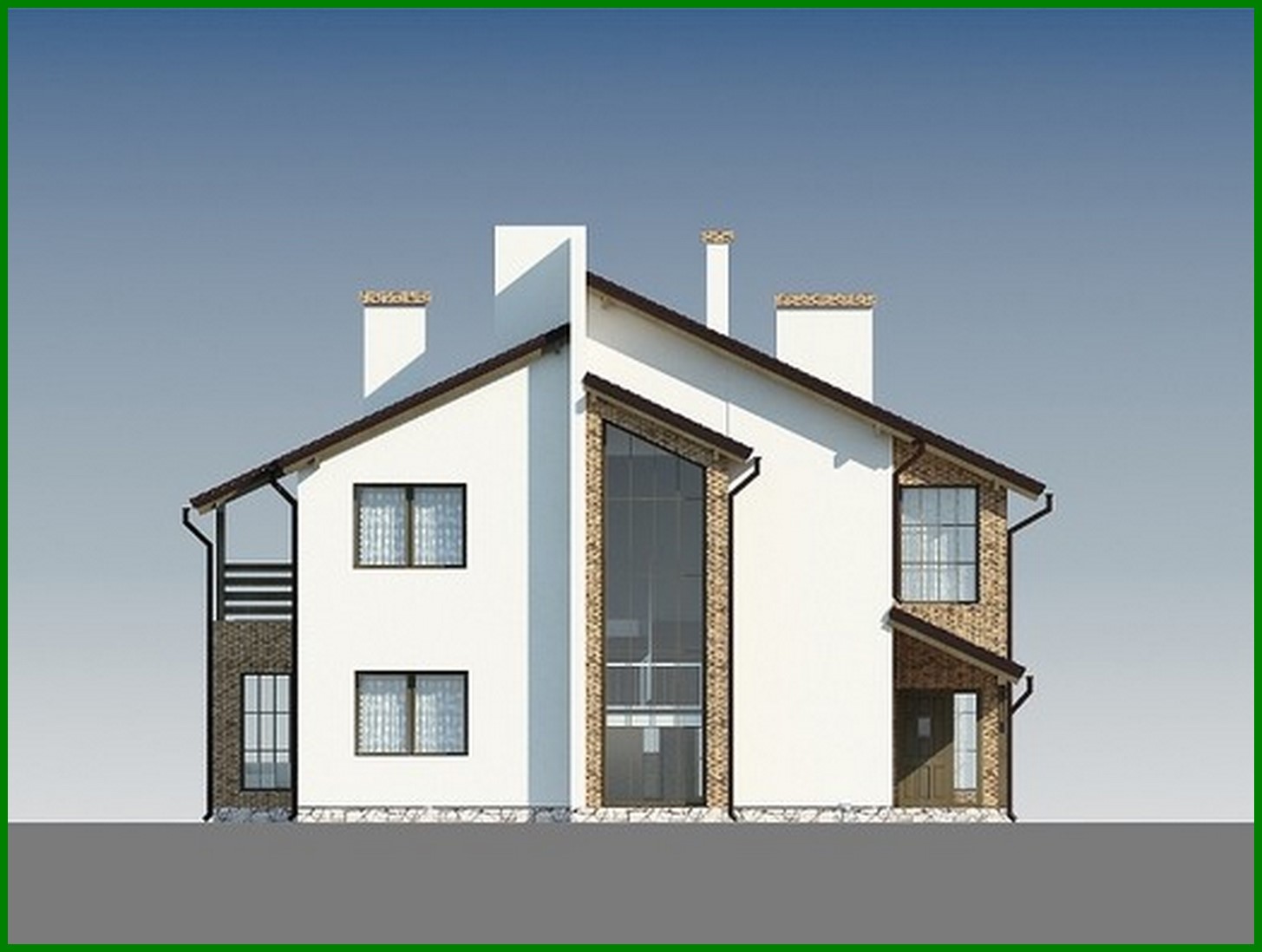 Visualization gallery - Two-storey bright house with an unusual roof