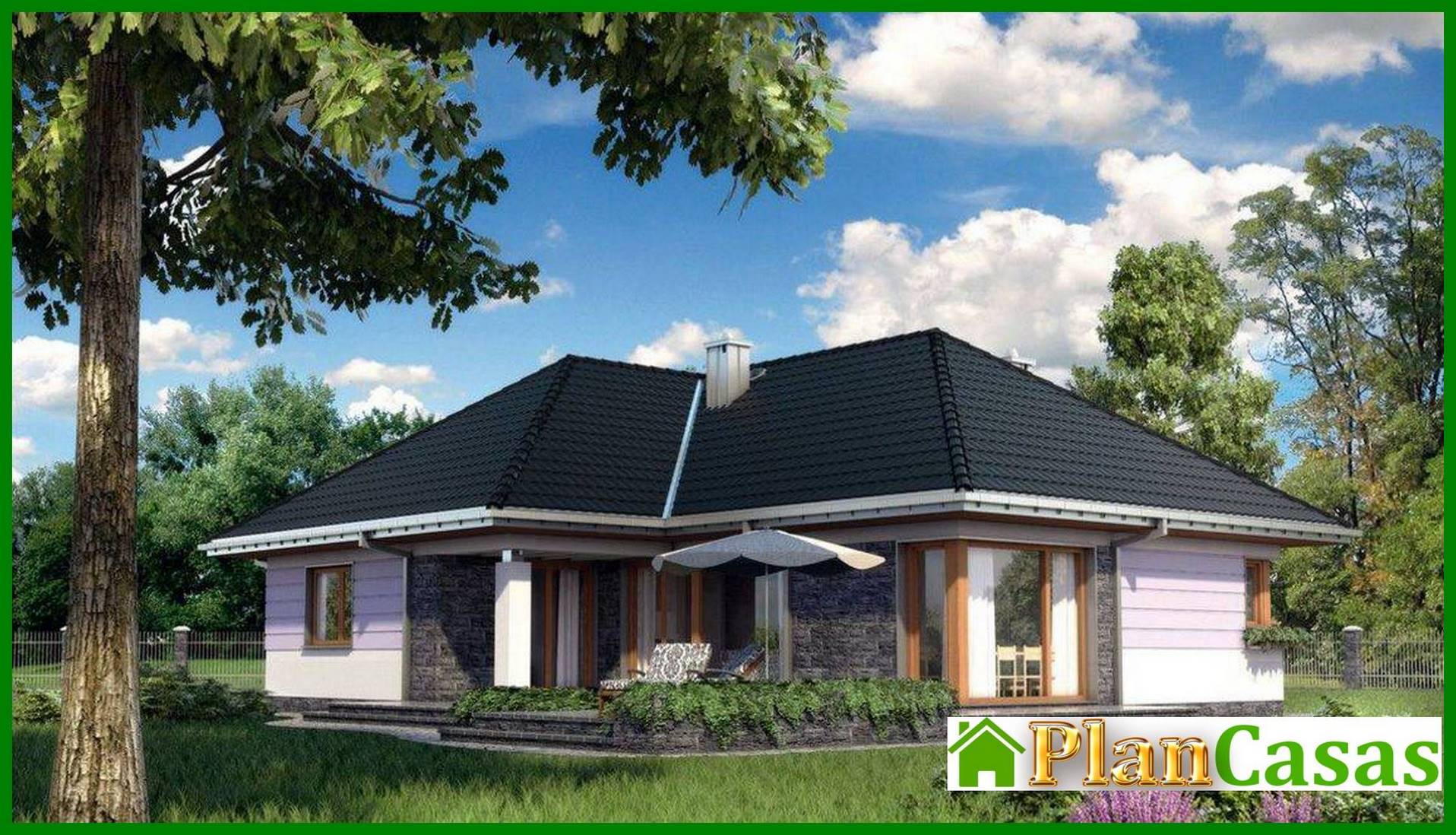 One storey T-shaped house house plan
