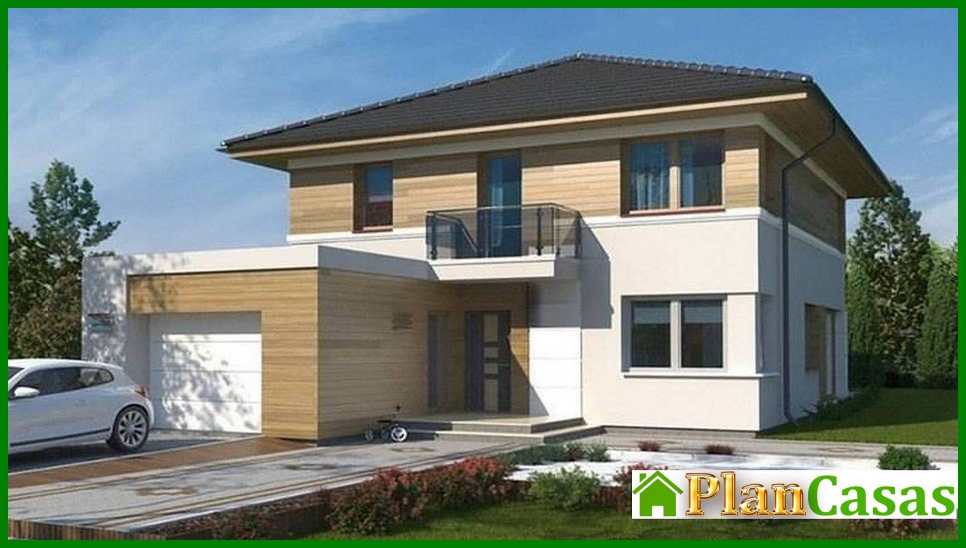 Modern house with three bedroom on the second floor house plan