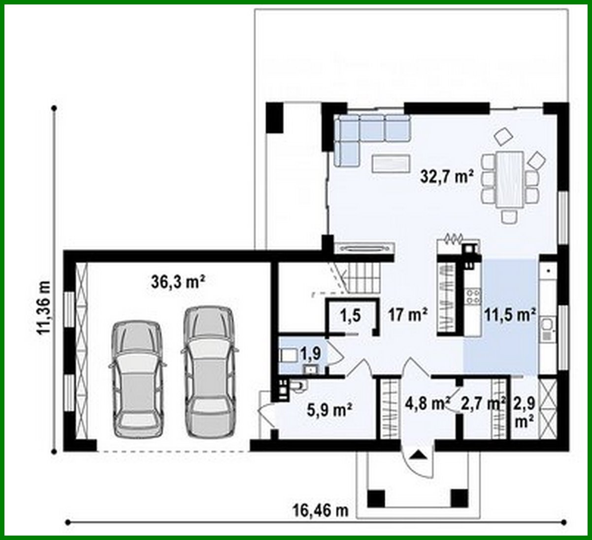 Visualization gallery - Small two-story cottage with an extension garage
