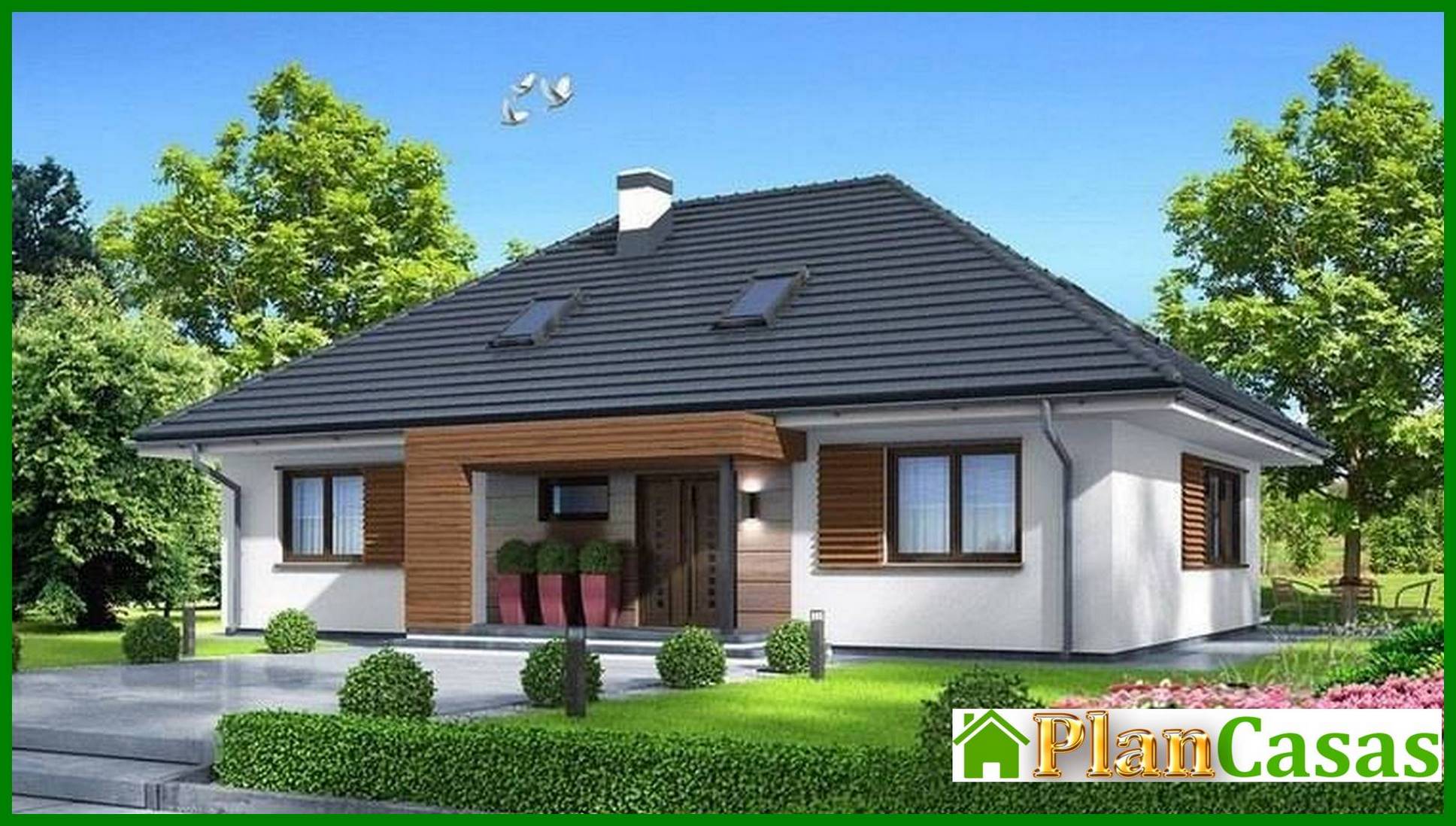 Visualization gallery - Beautiful house building with a spacious living room