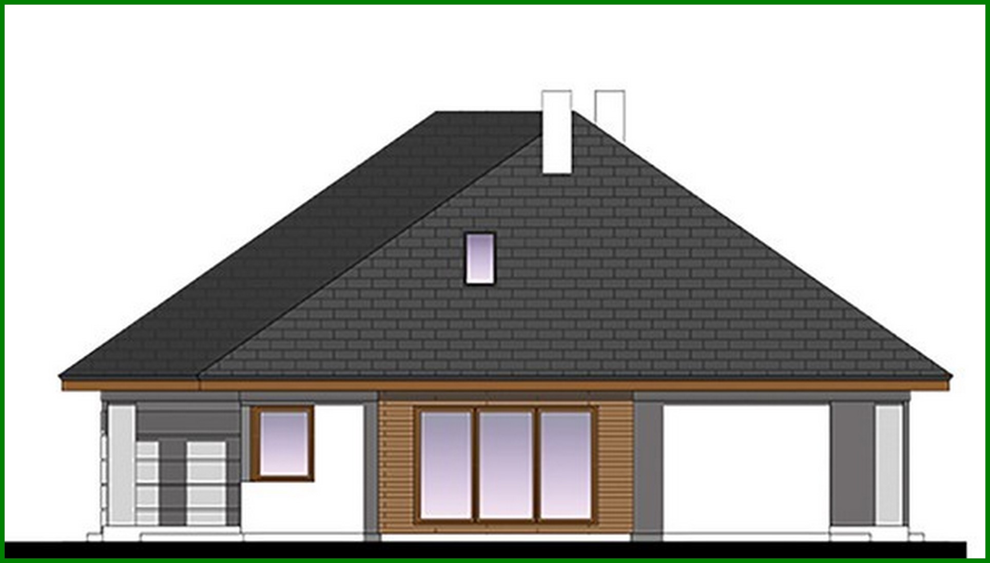 Visualization gallery - One-floor house project with four bedrooms and an office