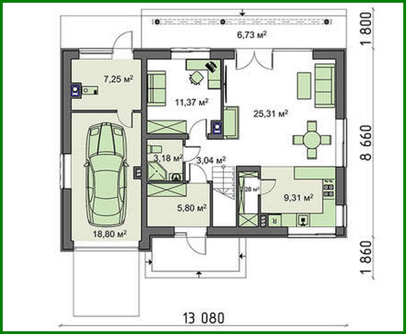 Visualization gallery - Residential building with attic and garage