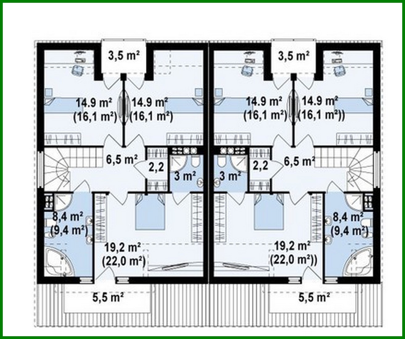 Visualization gallery - The project of an inexpensive cottage for two families