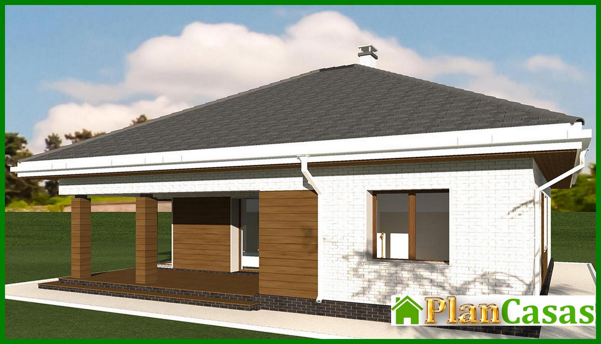Visualization gallery - Project of a beautiful cottage decorated with bricks and two bedrooms, a large wardrobe
