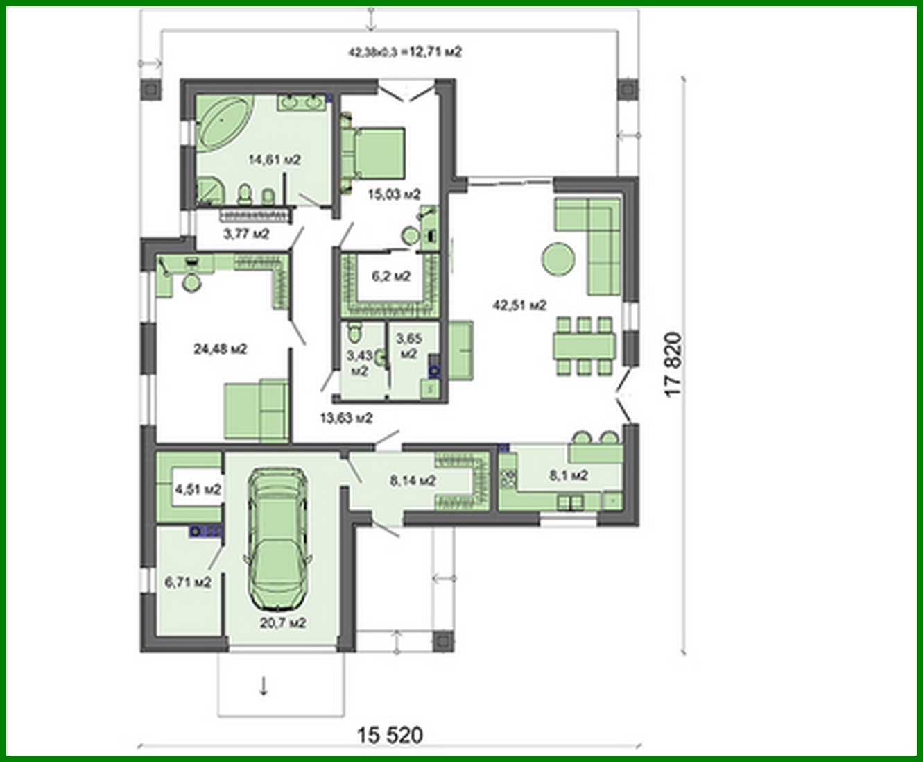 Visualization gallery - Project of a one-story residential building with a large terrace
