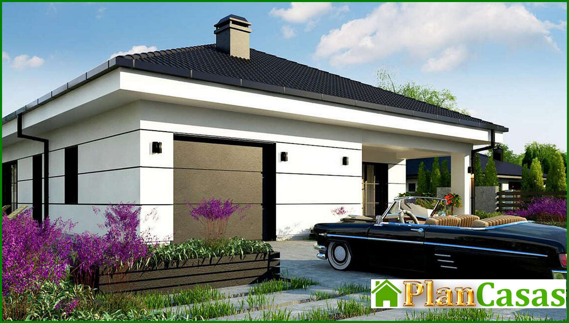 Visualization gallery - The project of a modern European house with a garage and two terraces with a total area of ​​164 square meters. 