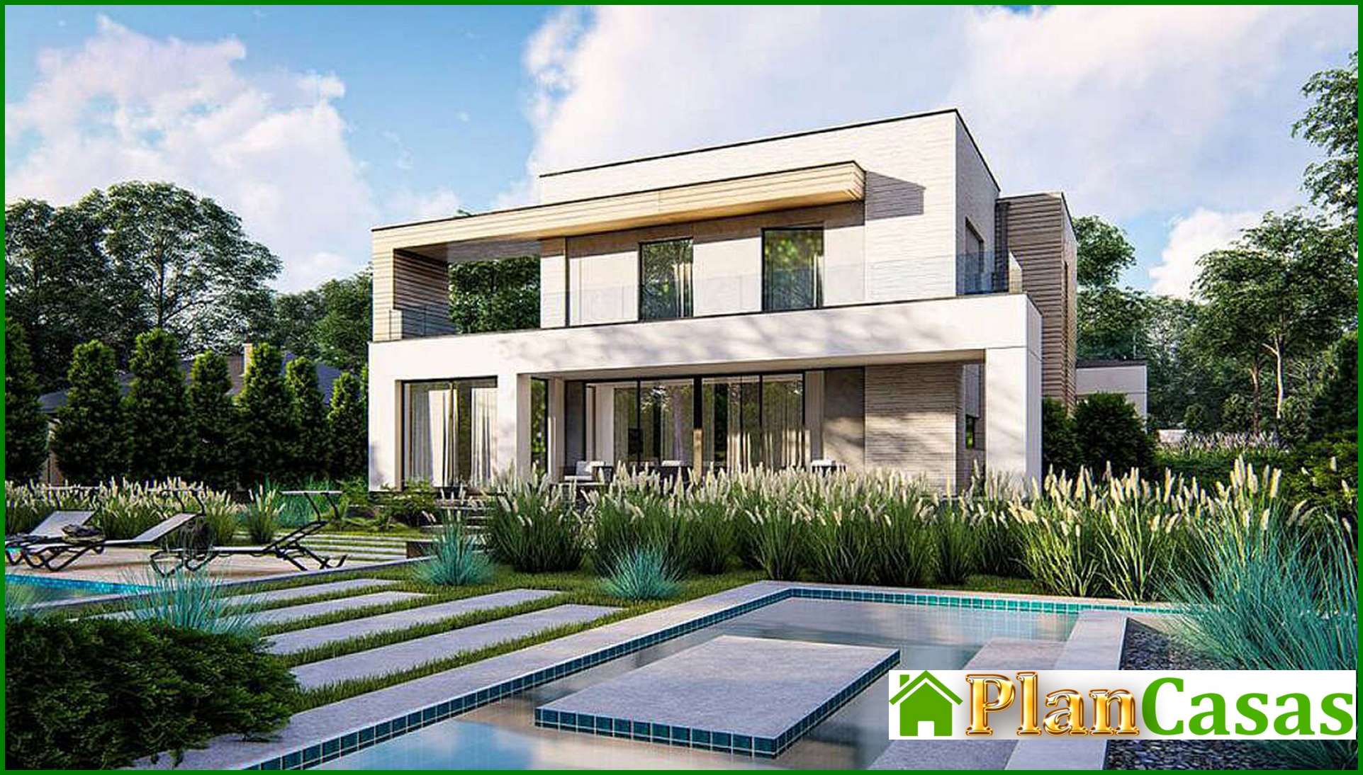 Visualization gallery - The project of a modern house of the original layout in the style of minimalism with a total area of 224 square meters. 