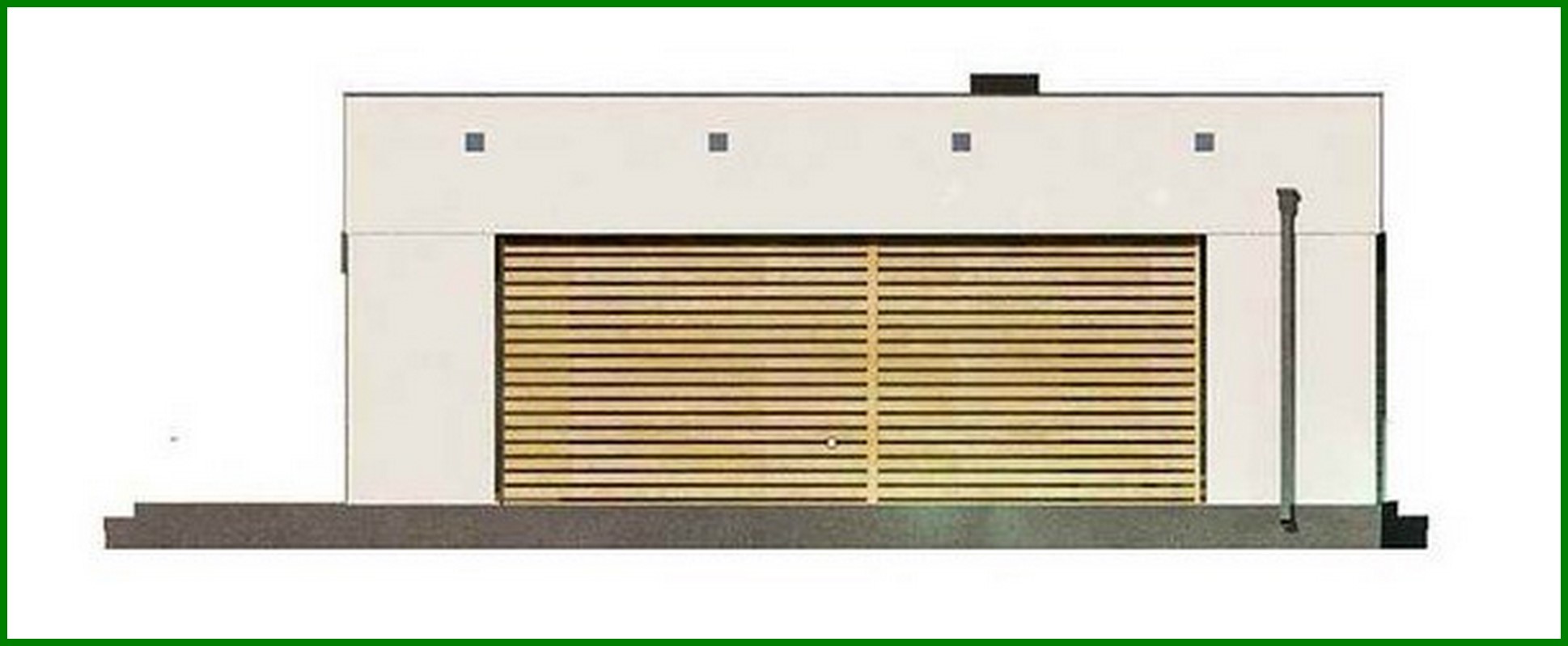 Visualization gallery - High-tech stylish single-storey house project with pool and one-car garage