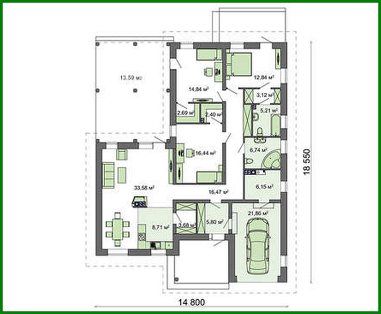 Visualization gallery - One-storey house project with a large terrace