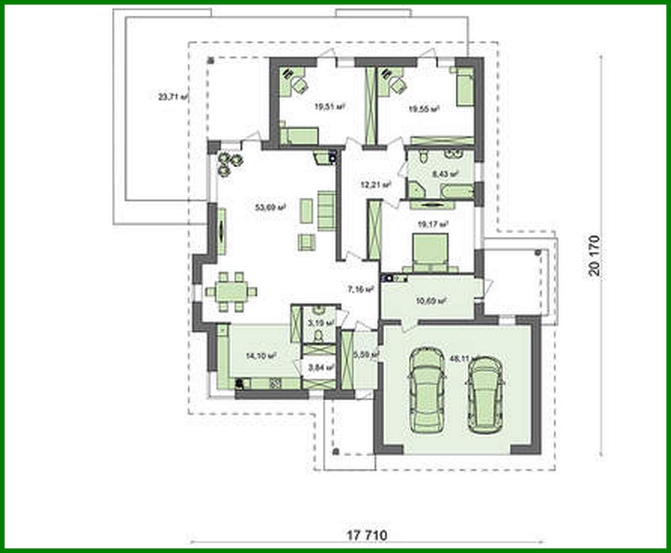 Visualization gallery - One-storey house project with bay window and terrace