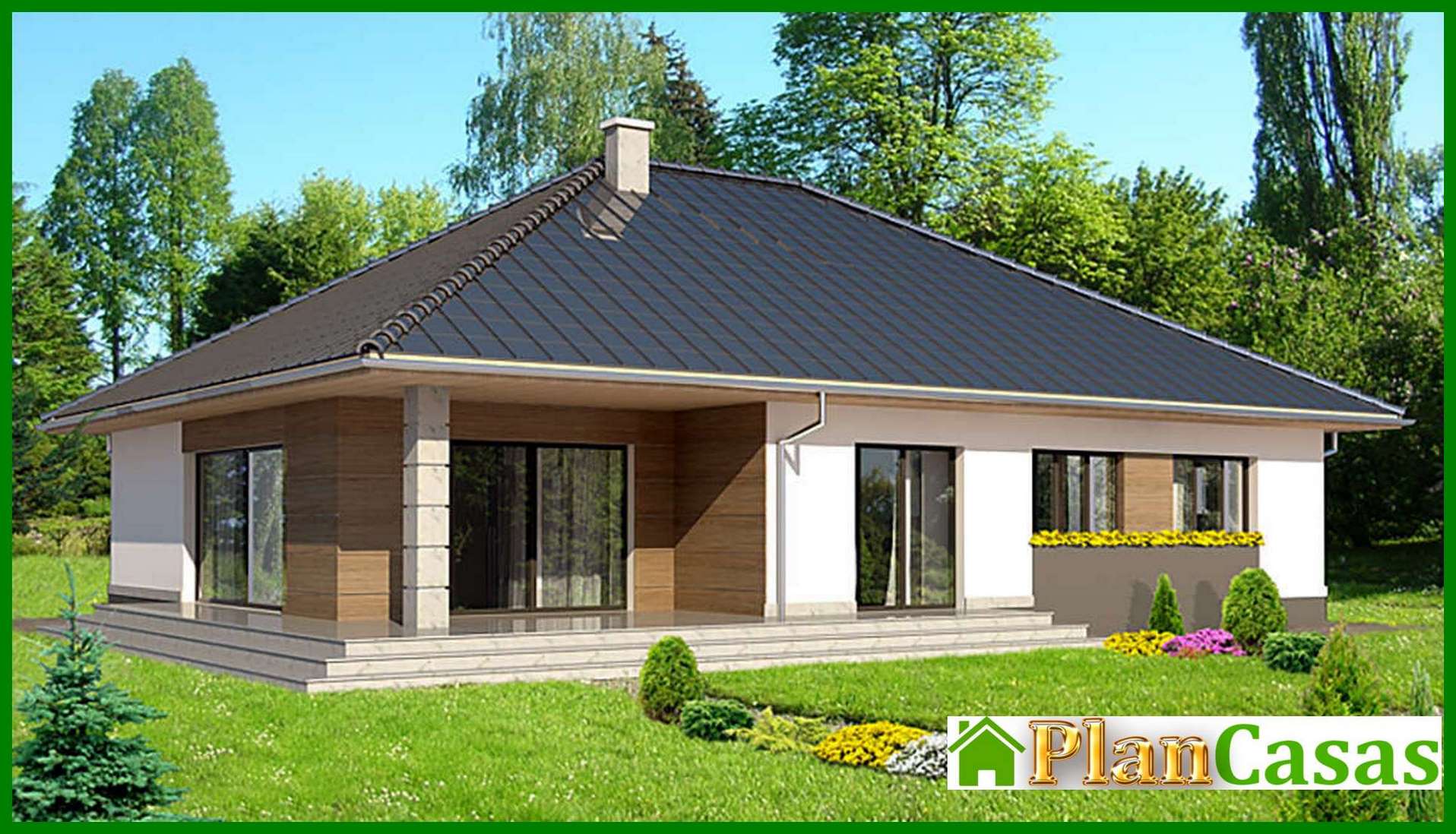 Project of a one-story cottage with an area of ​​166 square meters. m with built-in garage for 2 cars house plan