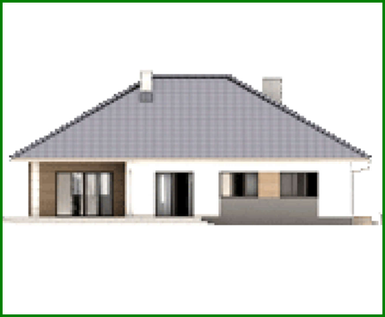 Visualization gallery - Project of a one-story cottage with an area of ​​166 square meters. m with built-in garage for 2 cars