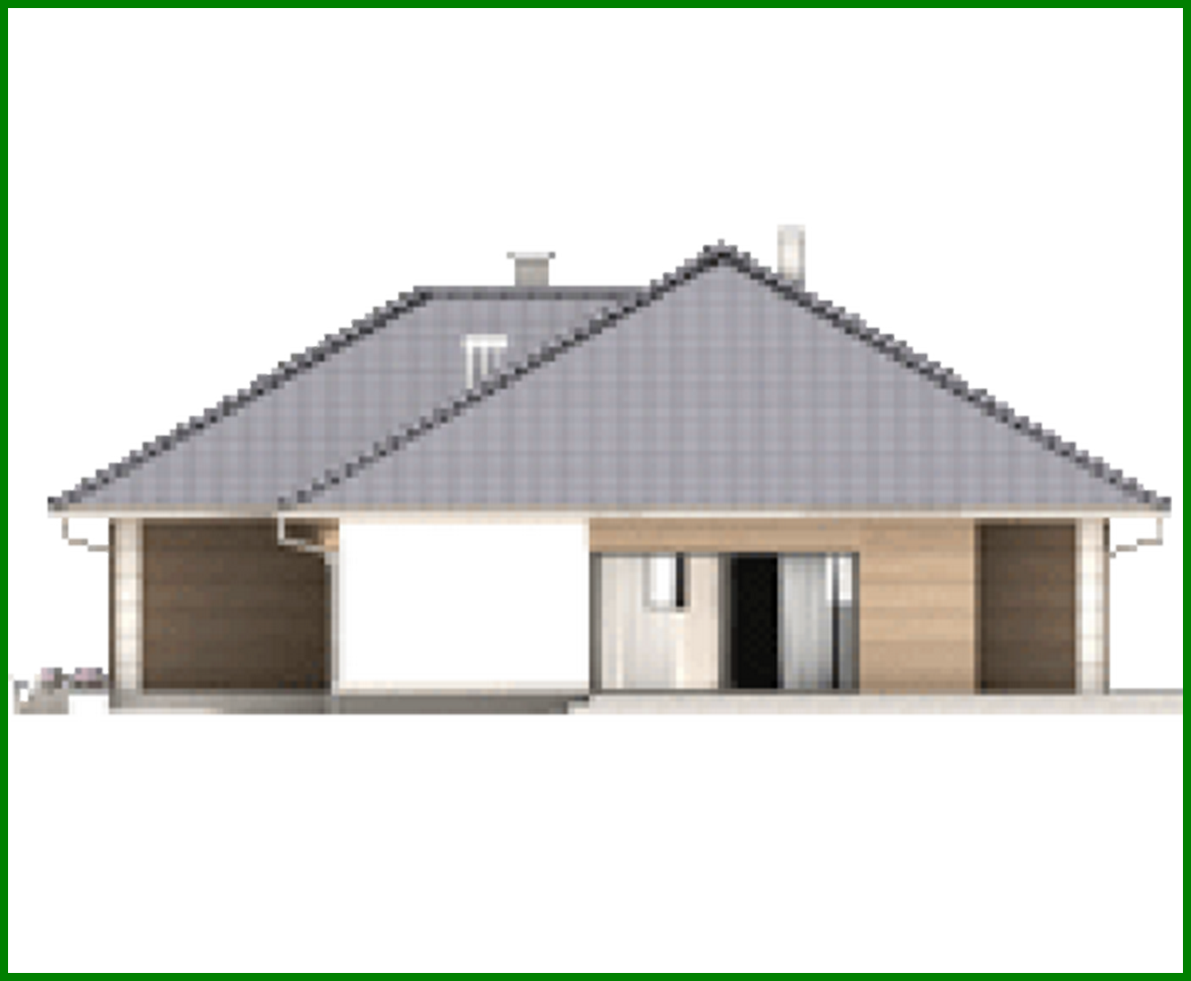 Visualization gallery - Project of a one-story cottage with an area of ​​166 square meters. m with built-in garage for 2 cars