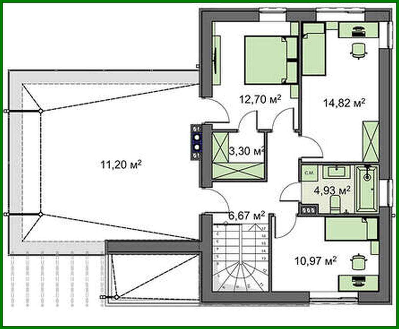 Visualization gallery - Modern project of a two-story cottage with a garage