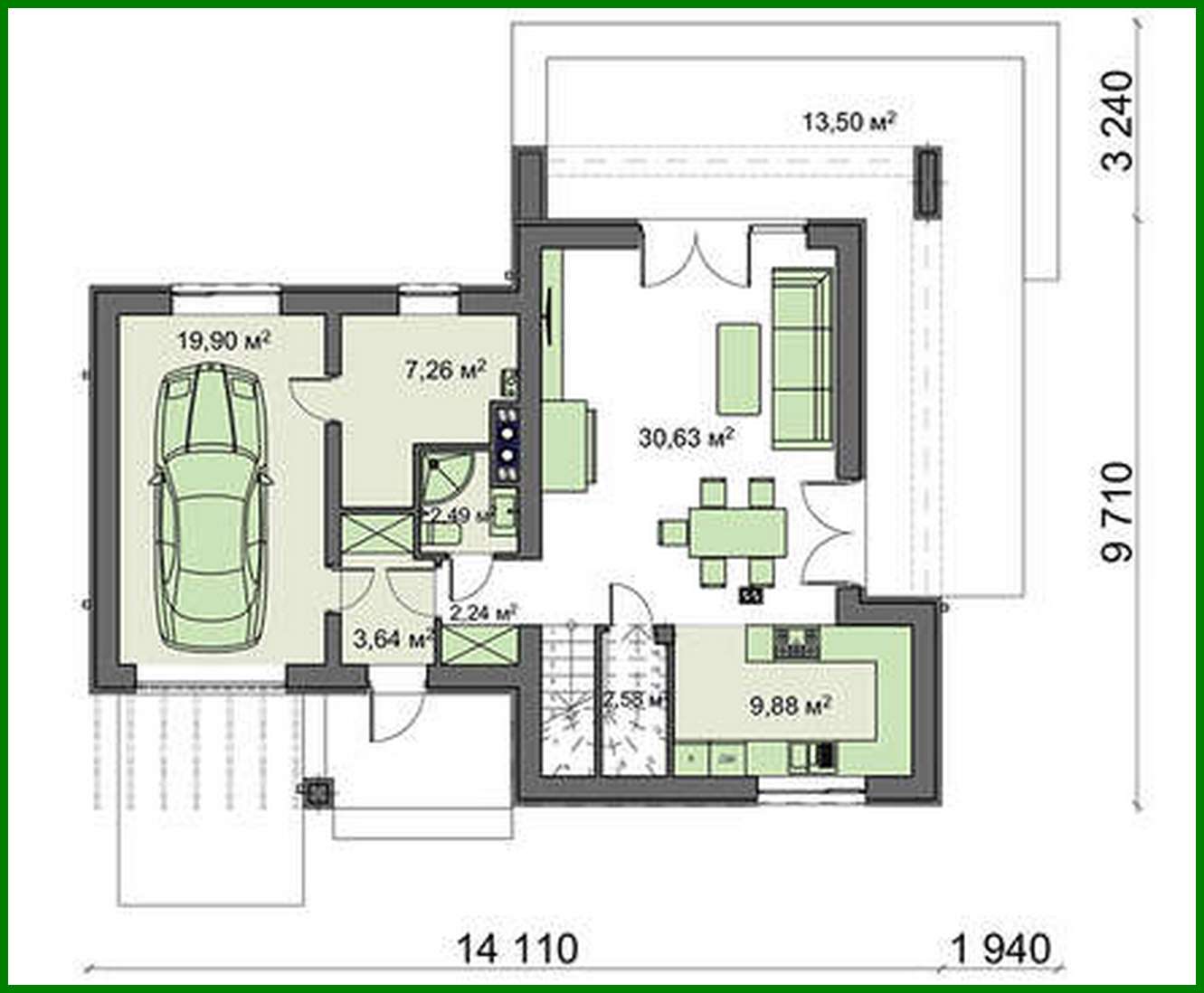 Visualization gallery - Modern project of a two-story cottage with a garage