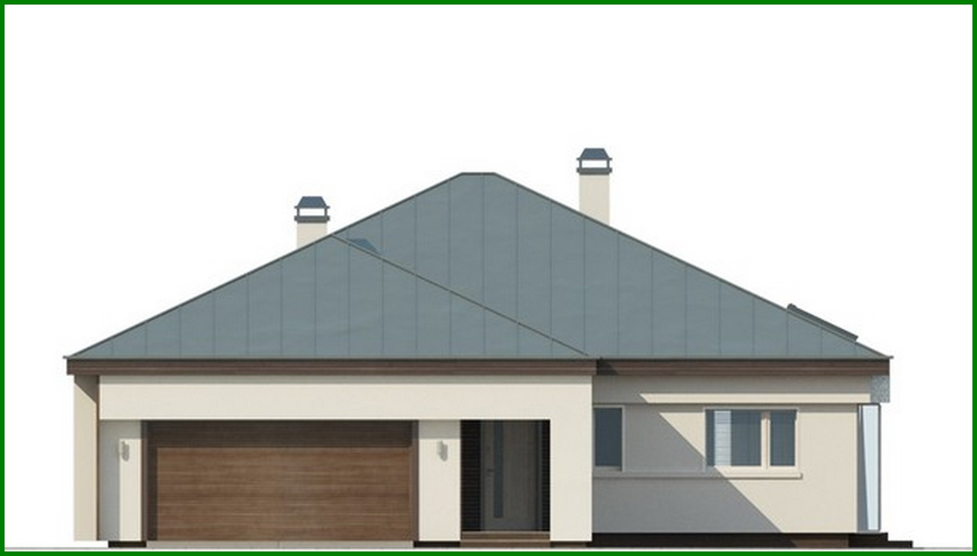 Visualization gallery - The project of a one-story cottage with a garage for two cars