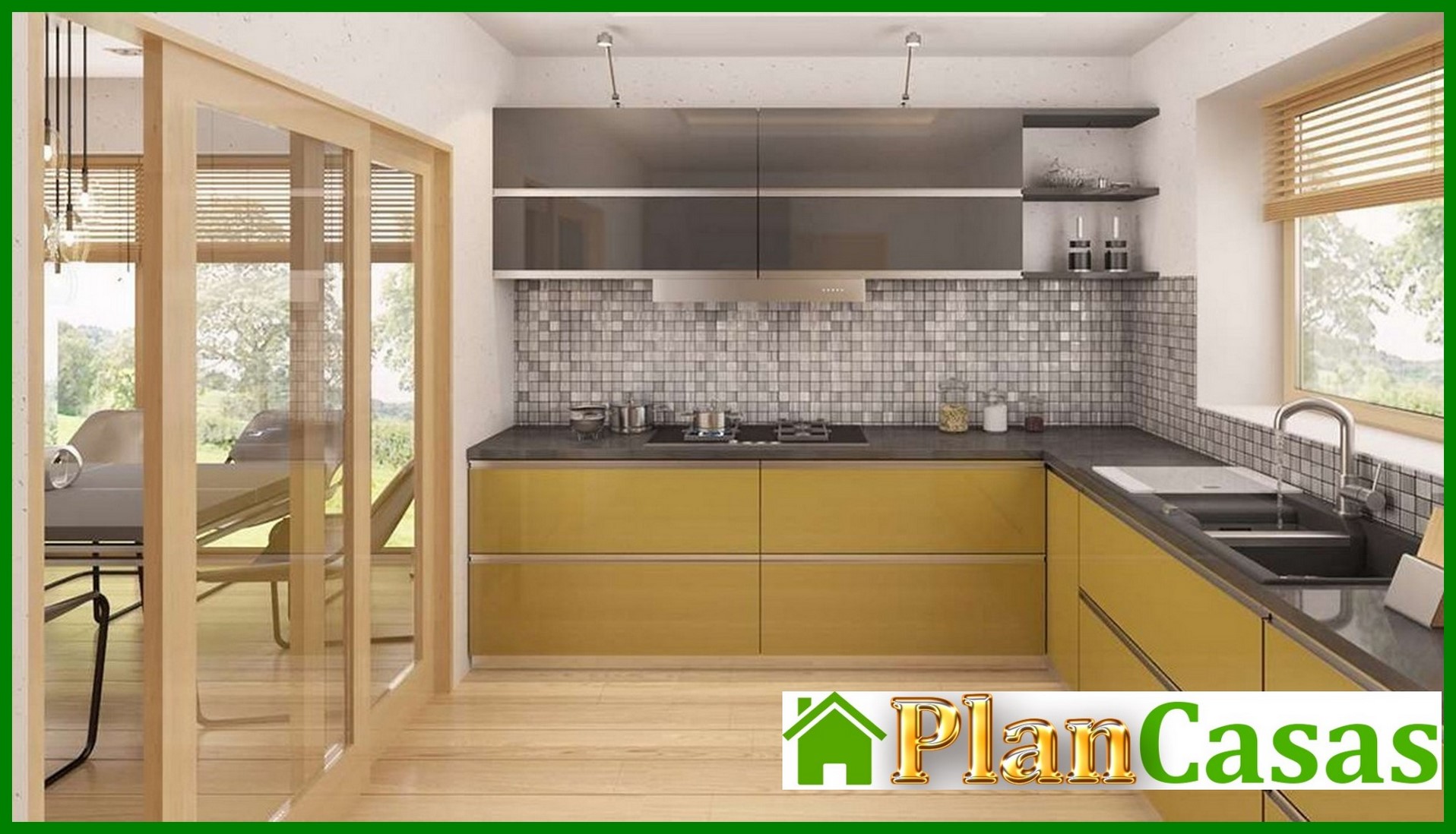 Visualization gallery - The project of a one-story cottage with a garage for two cars