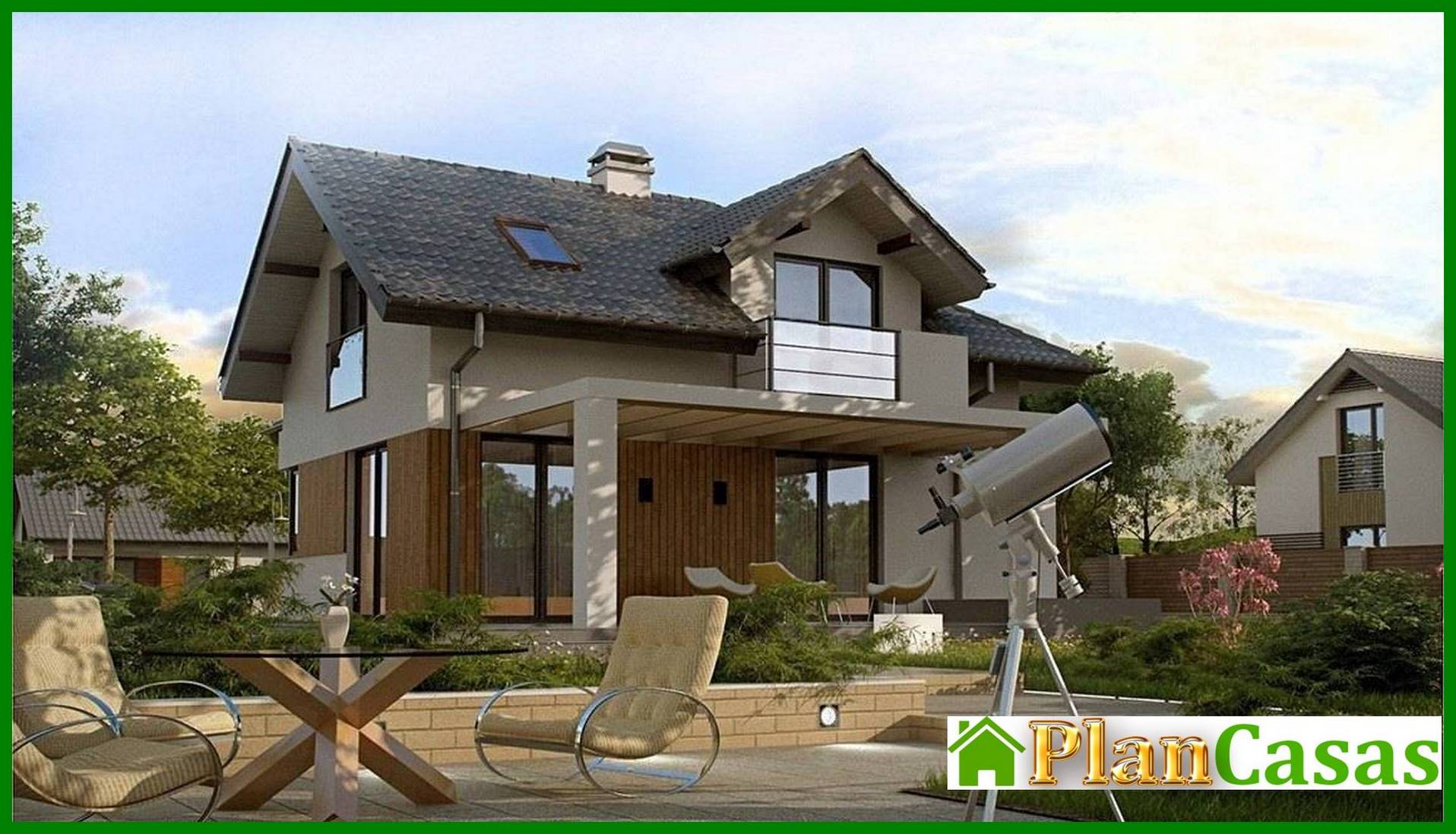 Visualization gallery - Project of a house with an attic and an additional room on the ground floor