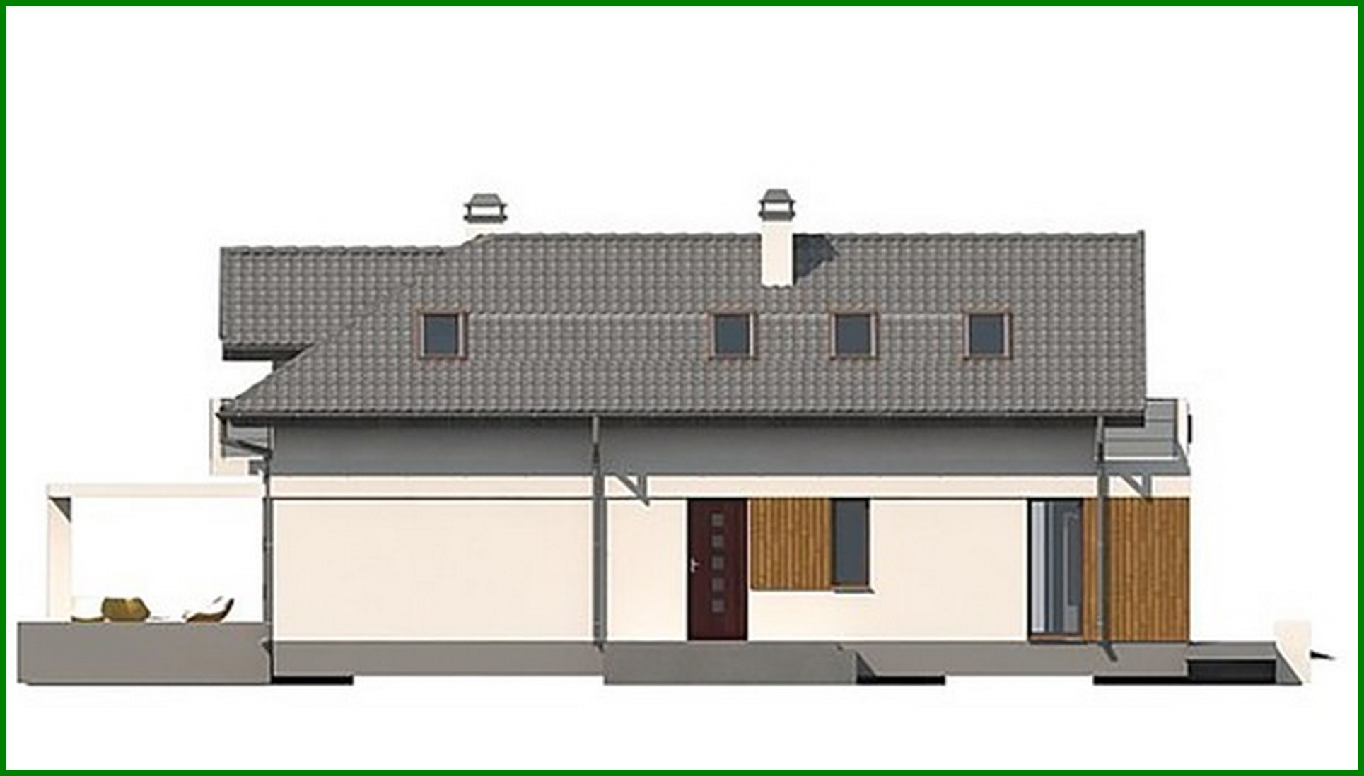 Visualization gallery - Project of a house with an attic and an additional room on the ground floor