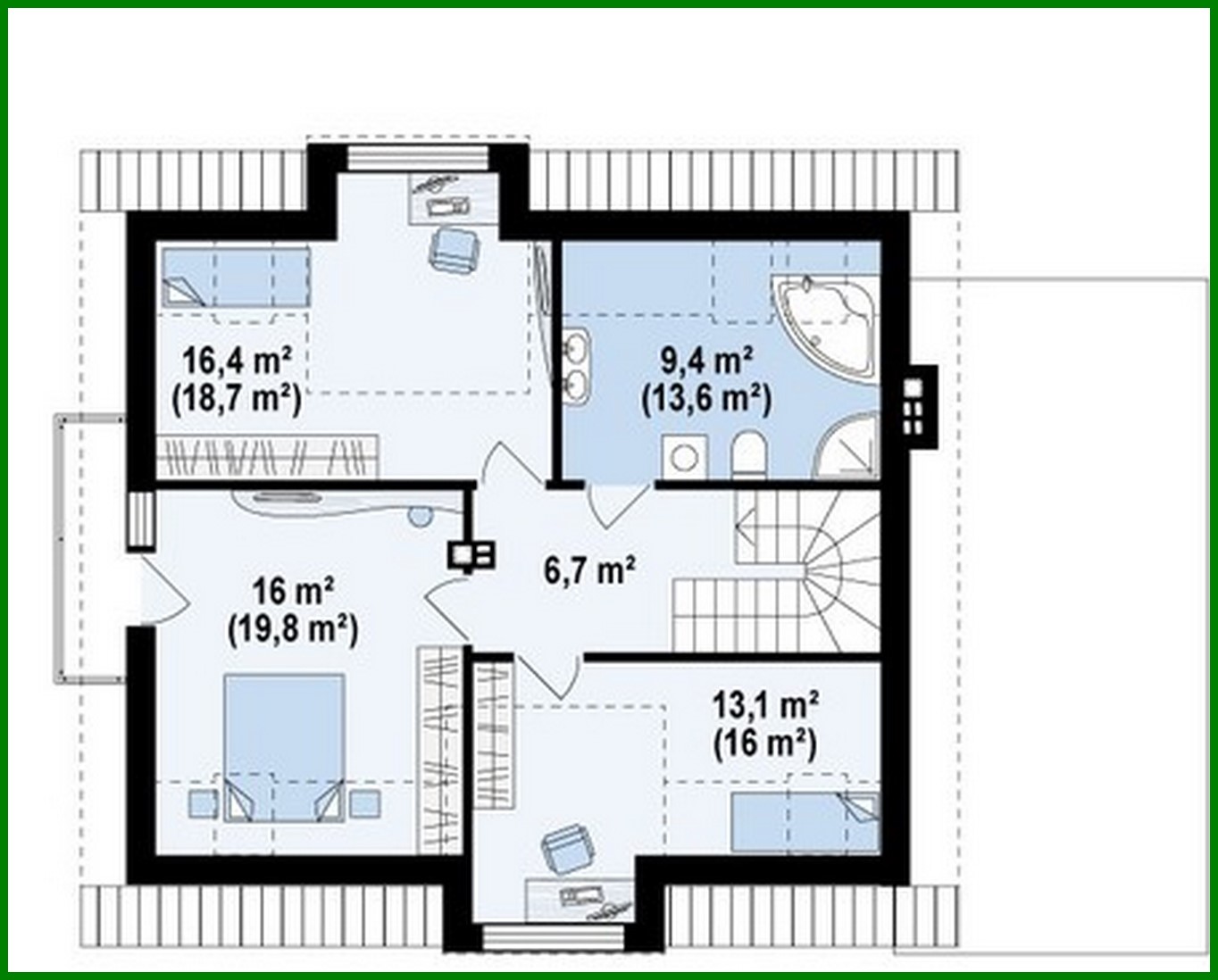 Visualization gallery - Cottage project with an original attic and garage