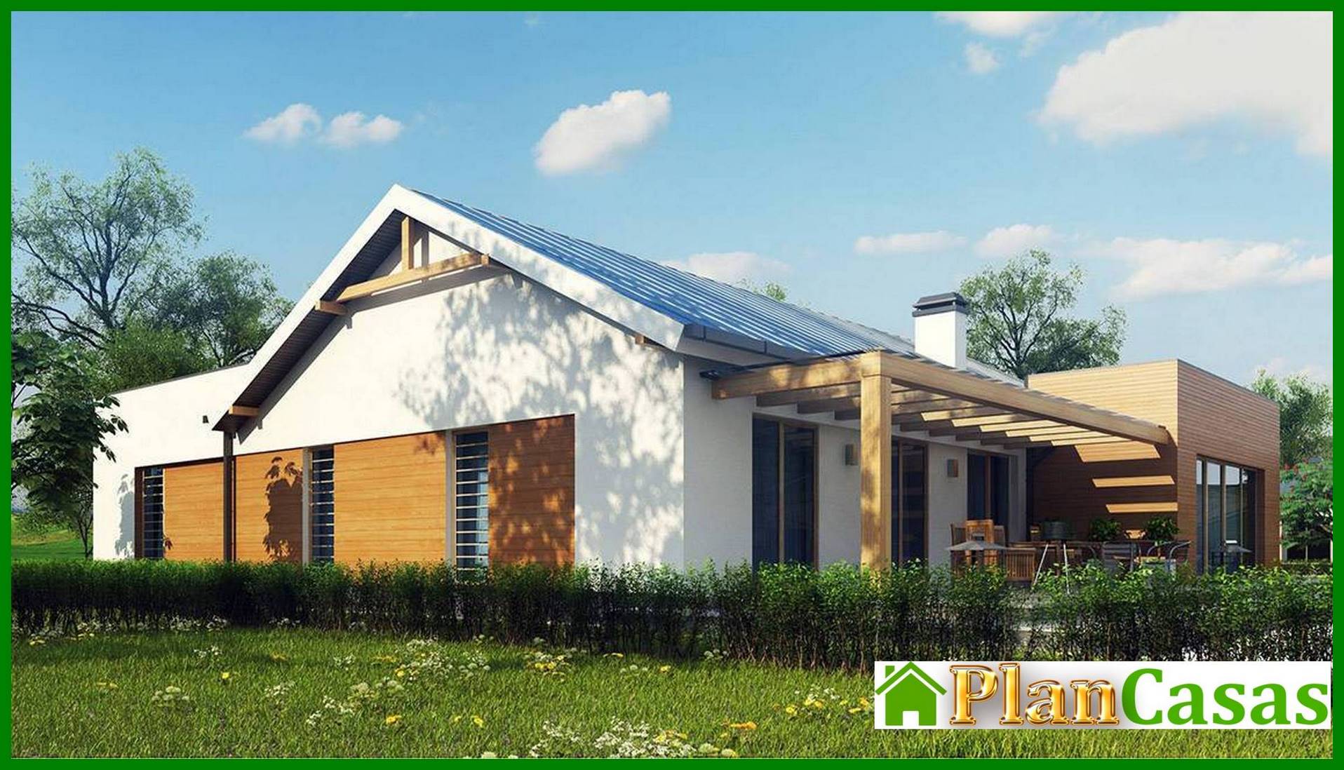 Visualization gallery - The project of a single-storey house of a simple form with a garage for two cars