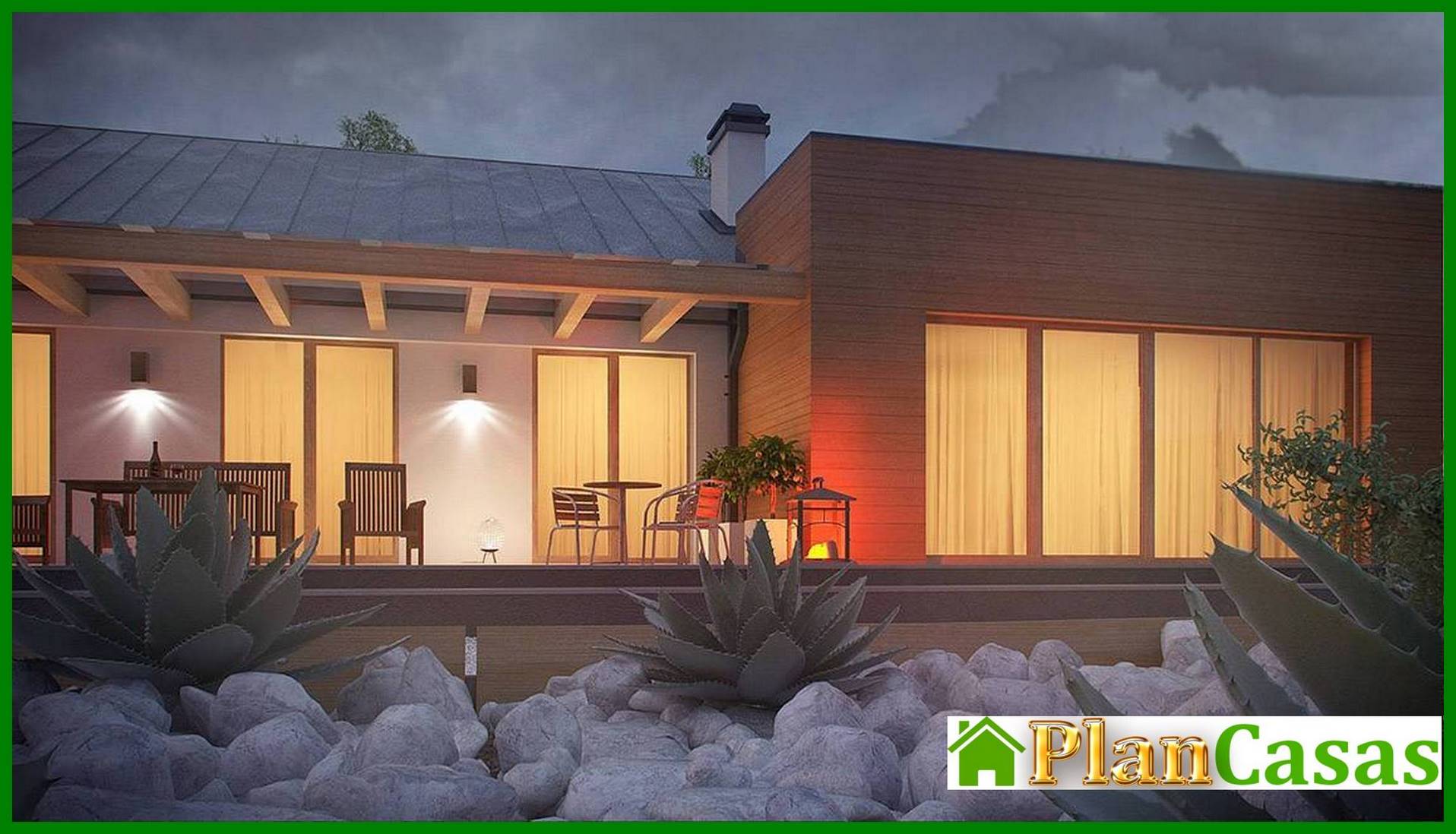 Visualization gallery - The project of a single-storey house of a simple form with a garage for two cars