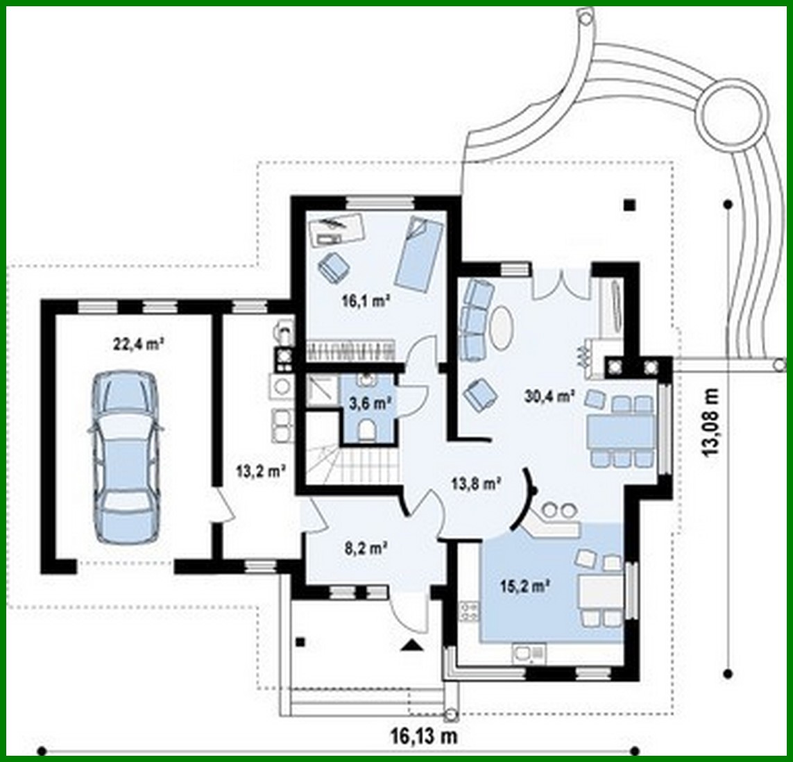 Visualization gallery - The project of a spacious house of complex shape
