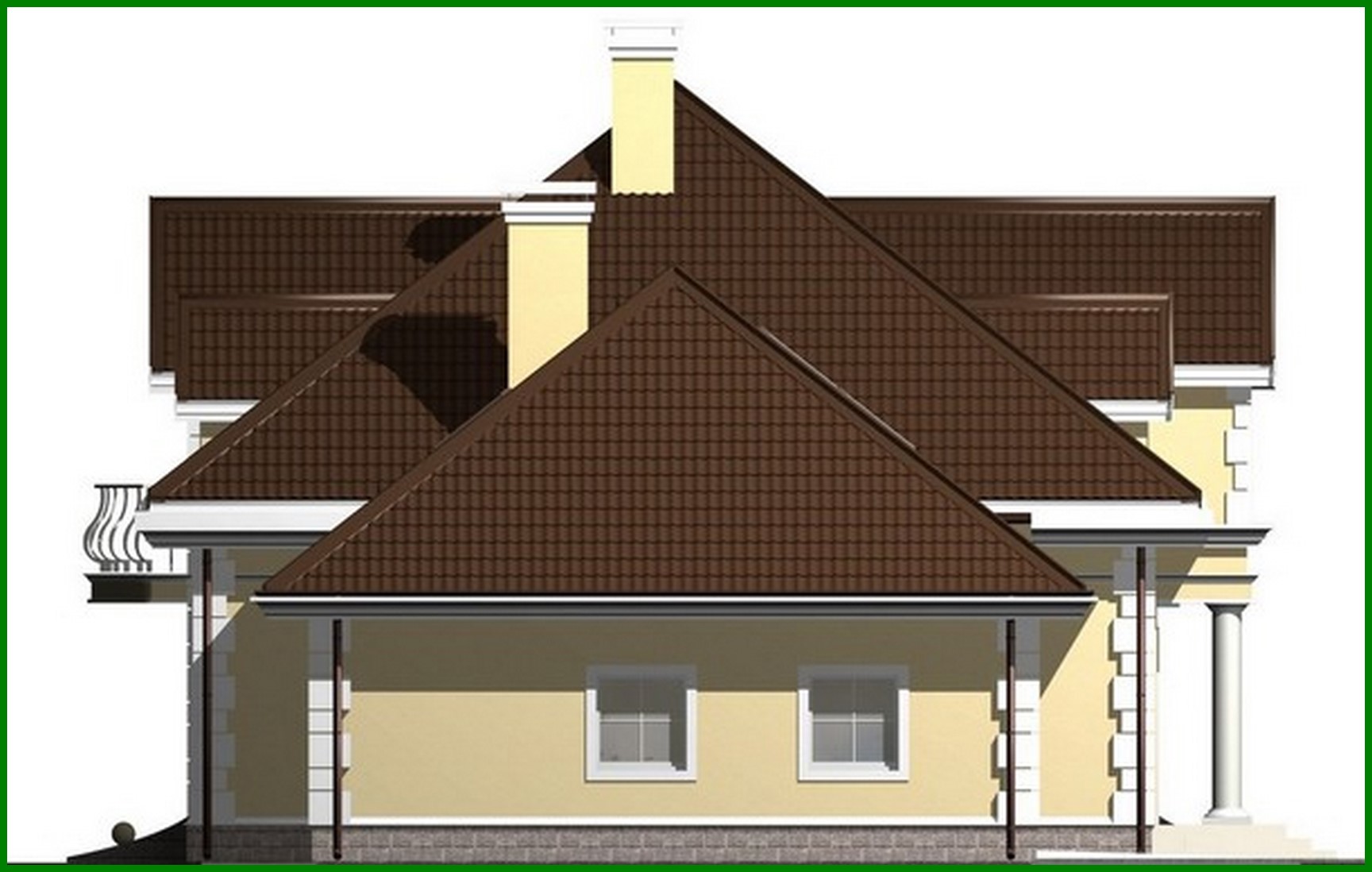 Visualization gallery - Project of a mansion with a garage for two cars