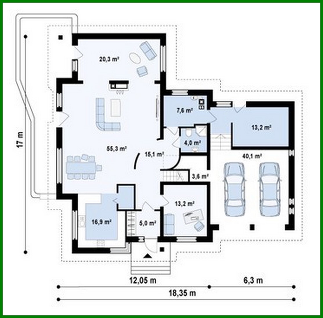 Visualization gallery - Project of a mansion with a garage for 2 cars