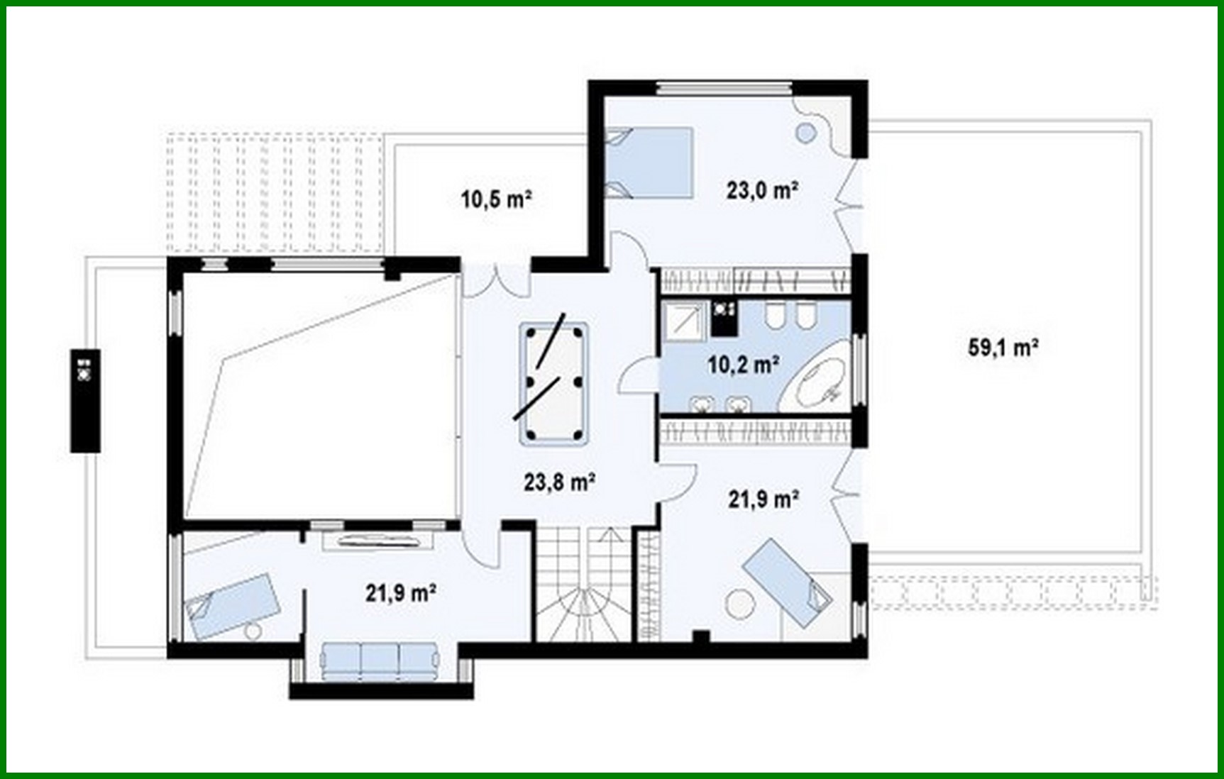 Visualization gallery - Design of a modern cottage with a spacious terrace above the garage