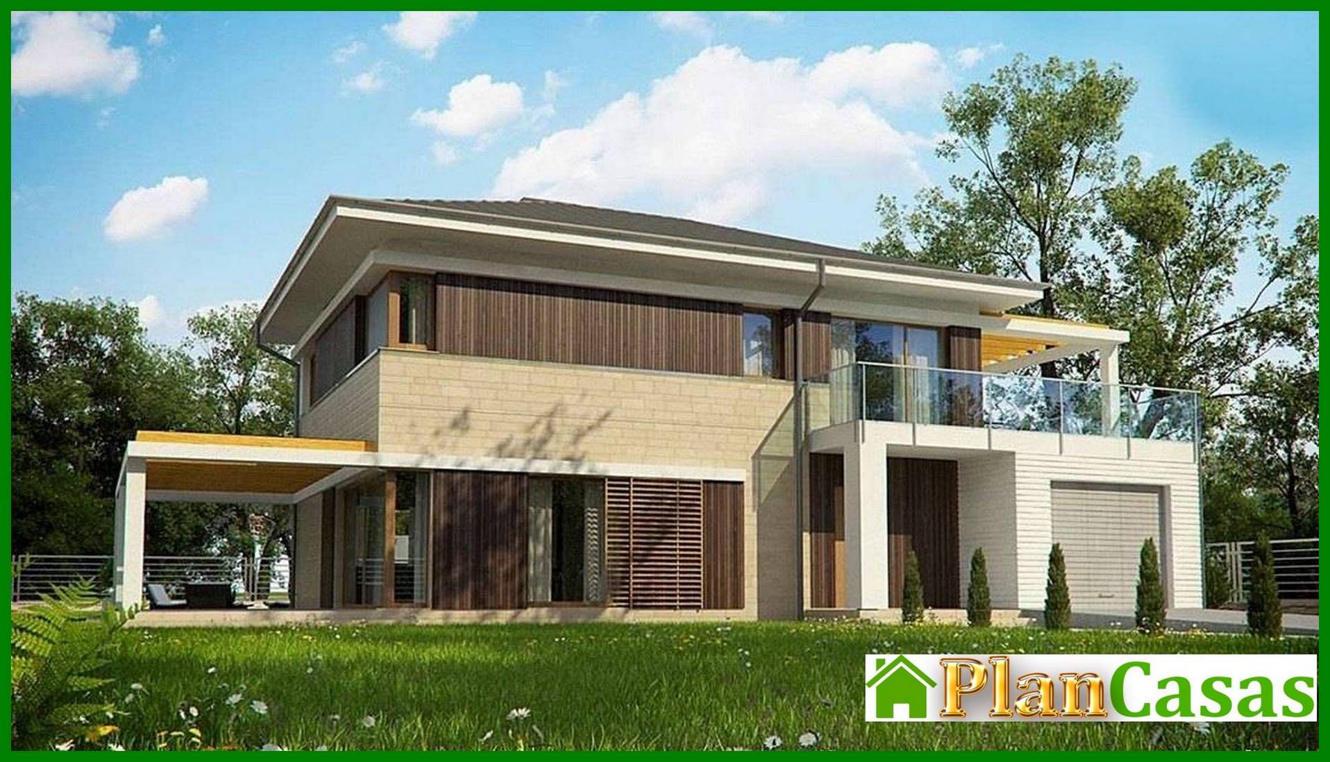 Visualization gallery - The project of a stylish bright beautiful two-story house with a garage and a terrace