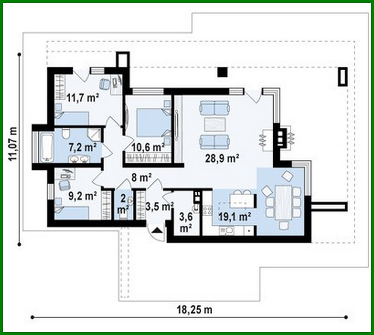 Visualization gallery - The project of a modern comfortable one-story house