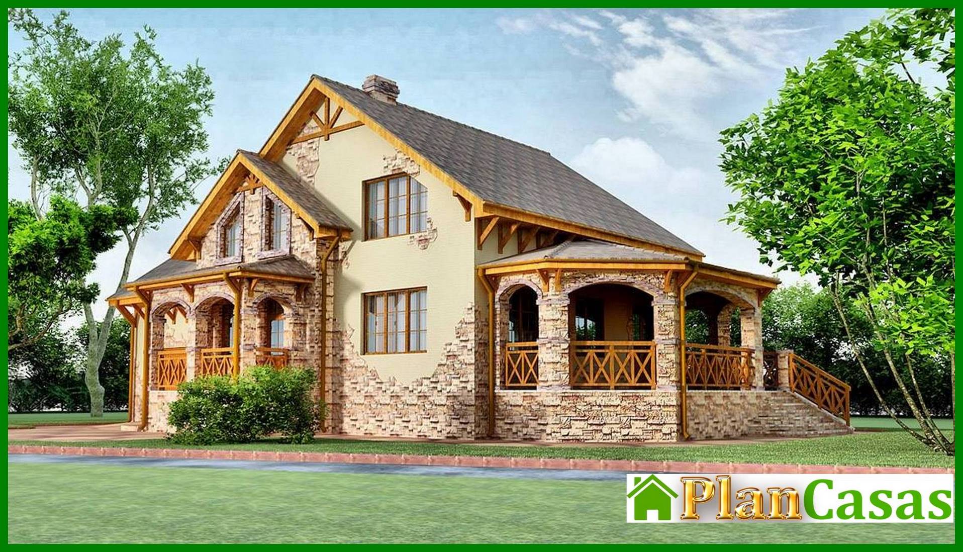 Visualization gallery - Beautiful two-story house with a spacious living room