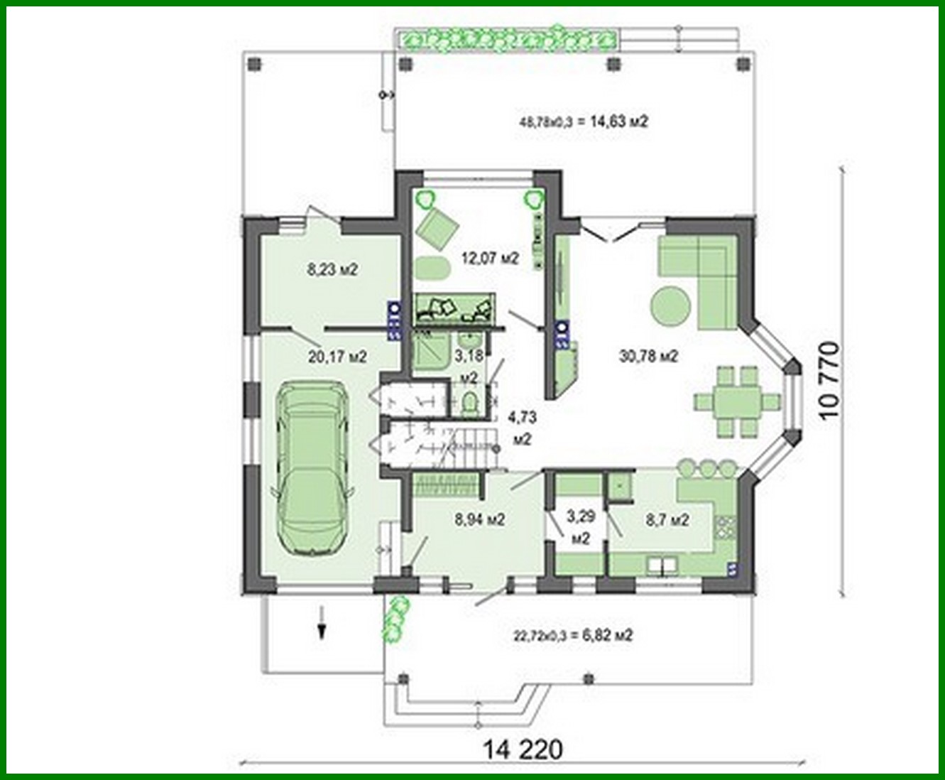 Visualization gallery - The project of a chic country house with a bay window and beautiful balconies