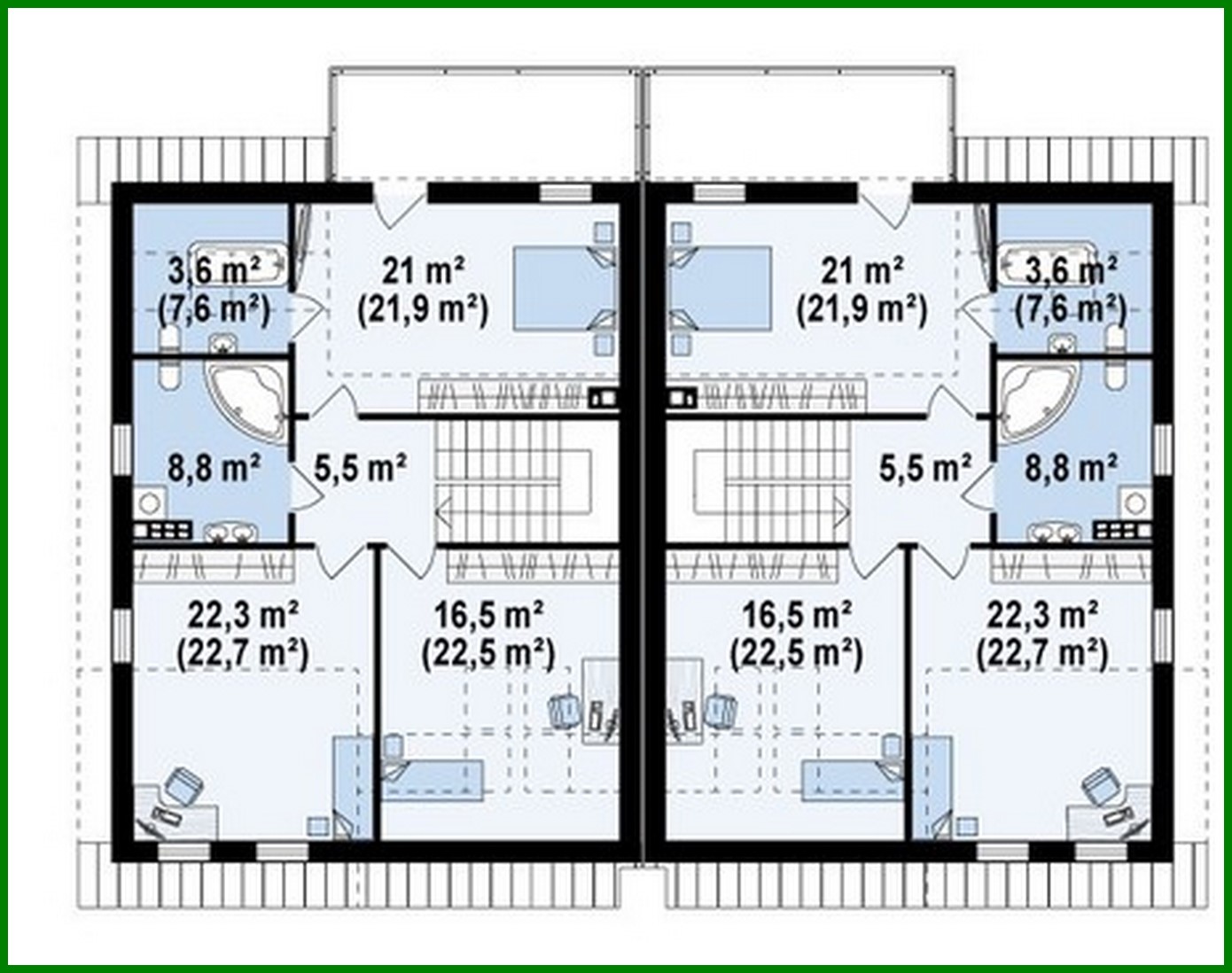 Visualization gallery - Two-family house project with separate garages and entrances