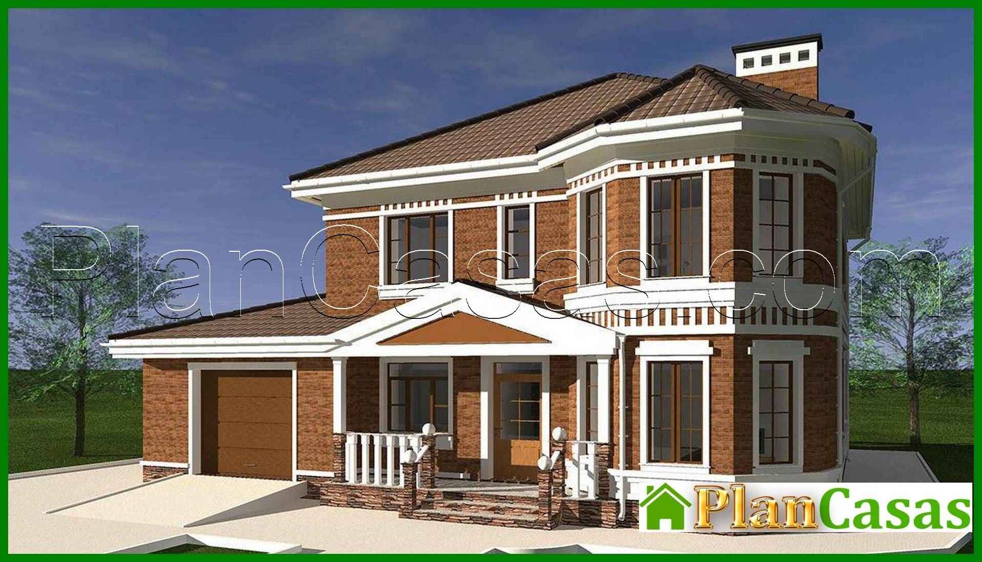 Original project of a delightful two-story apartment building with bay window house plan