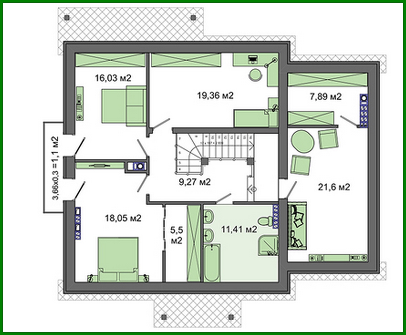 Visualization gallery - Project of a colorful attic house filled with sun