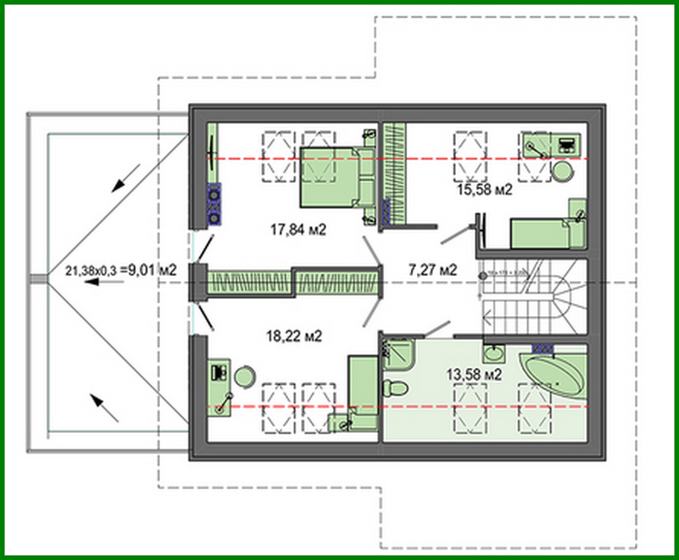 Visualization gallery - Two-storey beautiful cottage with a unique layout