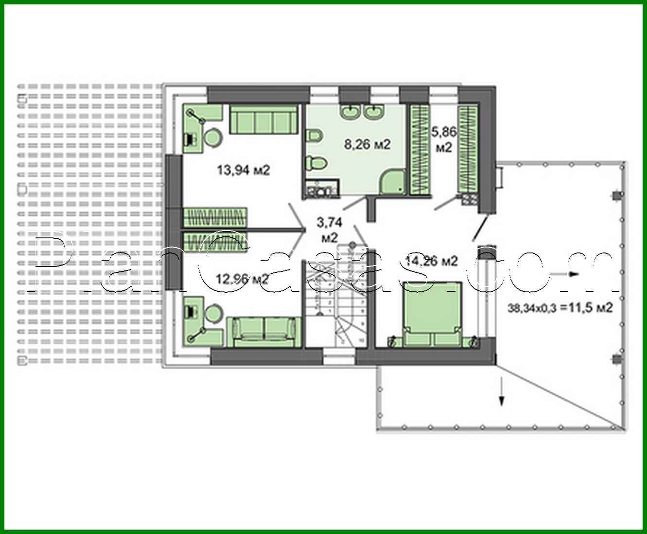 Visualization gallery - The project of a cozy two-story house with spacious verandas and terraces