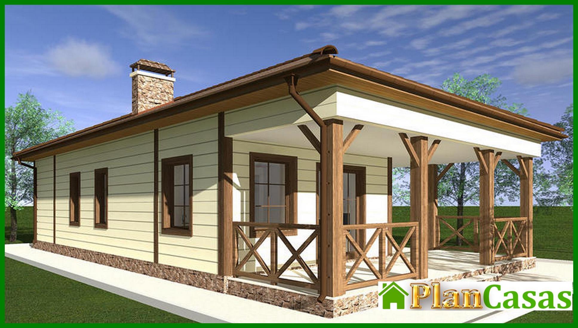 The project of a magnificent one-story house with a fireplace and barbecue house plan