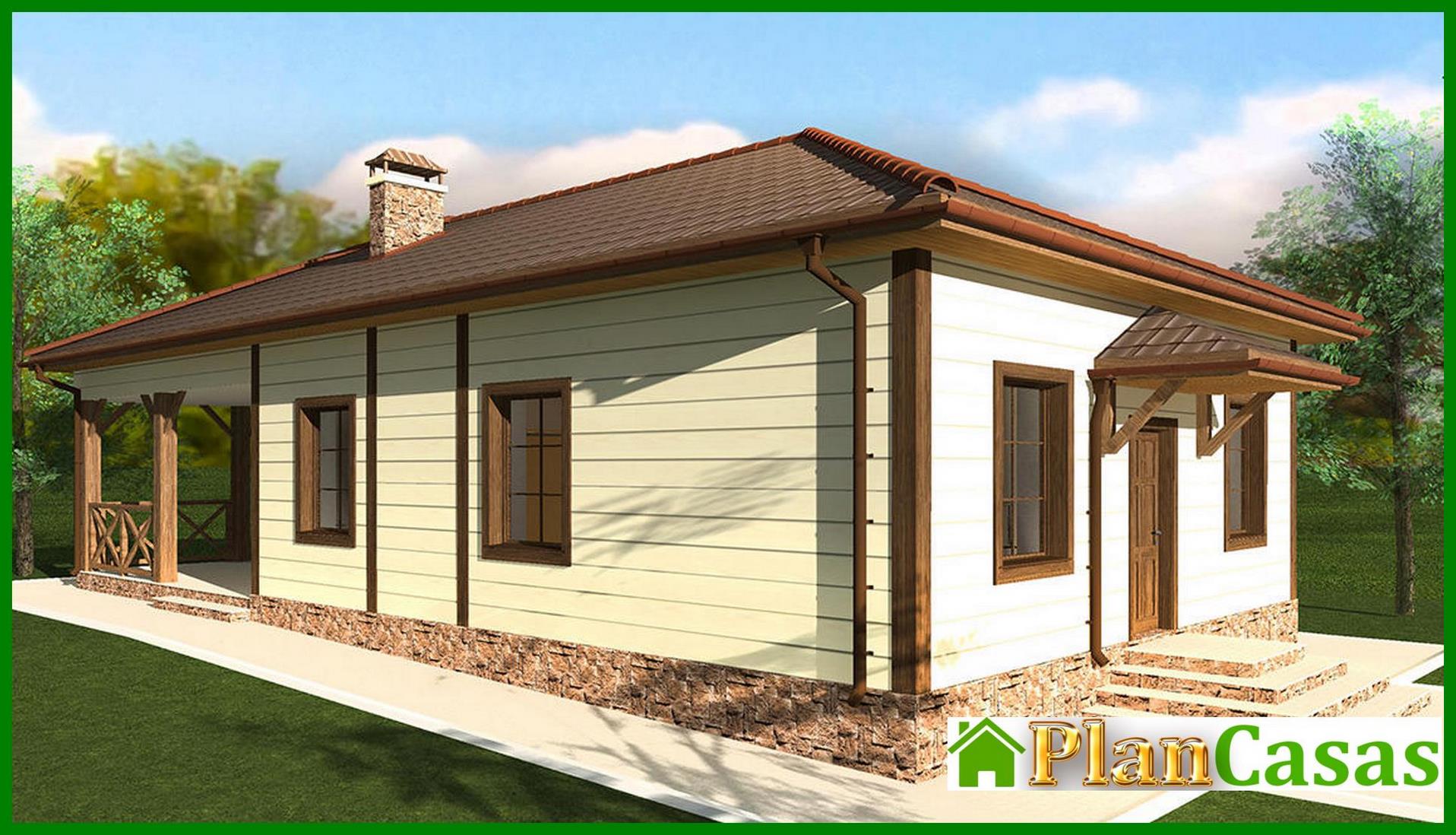 Visualization gallery - The project of a magnificent one-story house with a fireplace and barbecue