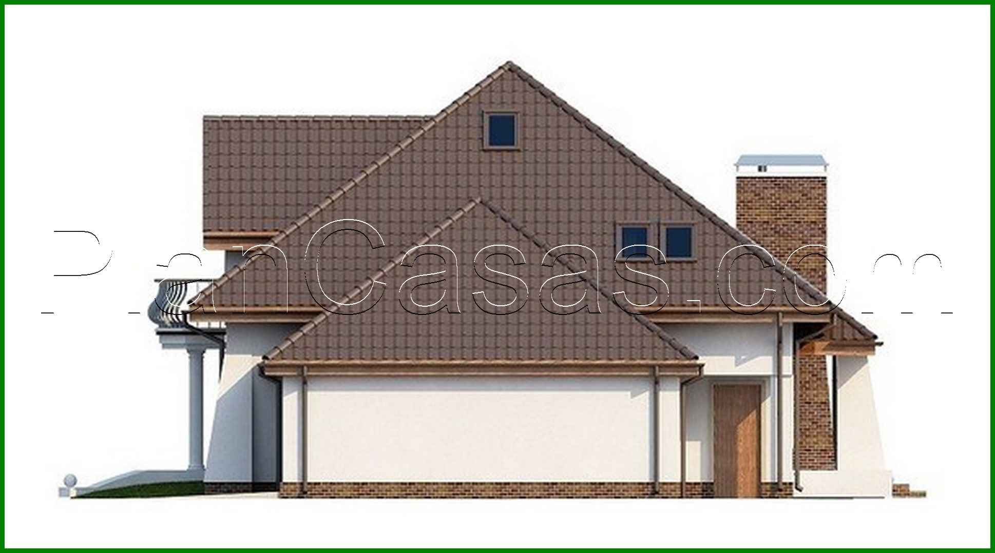 Visualization gallery - Project of a classic house with an attic and a balcony