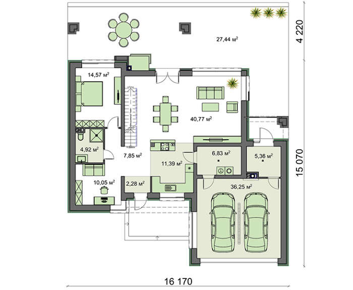 Visualization gallery - The project of a modern two-story cottage with an area of 250 square meters. m in the style of minimalism