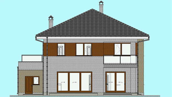 Visualization gallery - The project of a two-story brick house with an area of 262 square meters with modern balconies